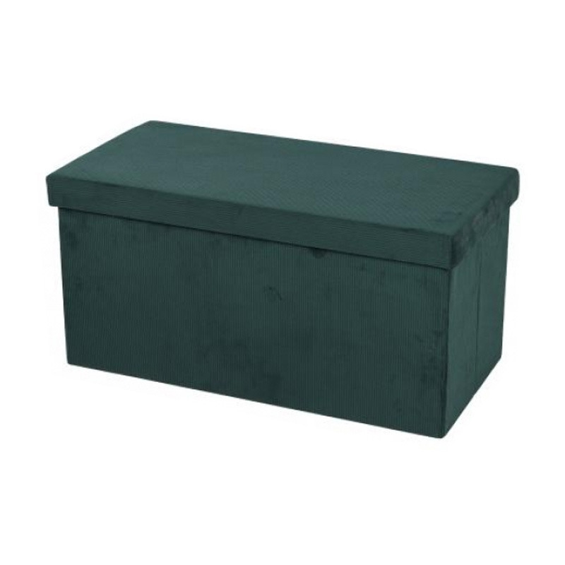 Hocker bank poef XXL opbergbox smaragd groen polyester-mdf 76 x 38 x 38 cm opvouwbaar