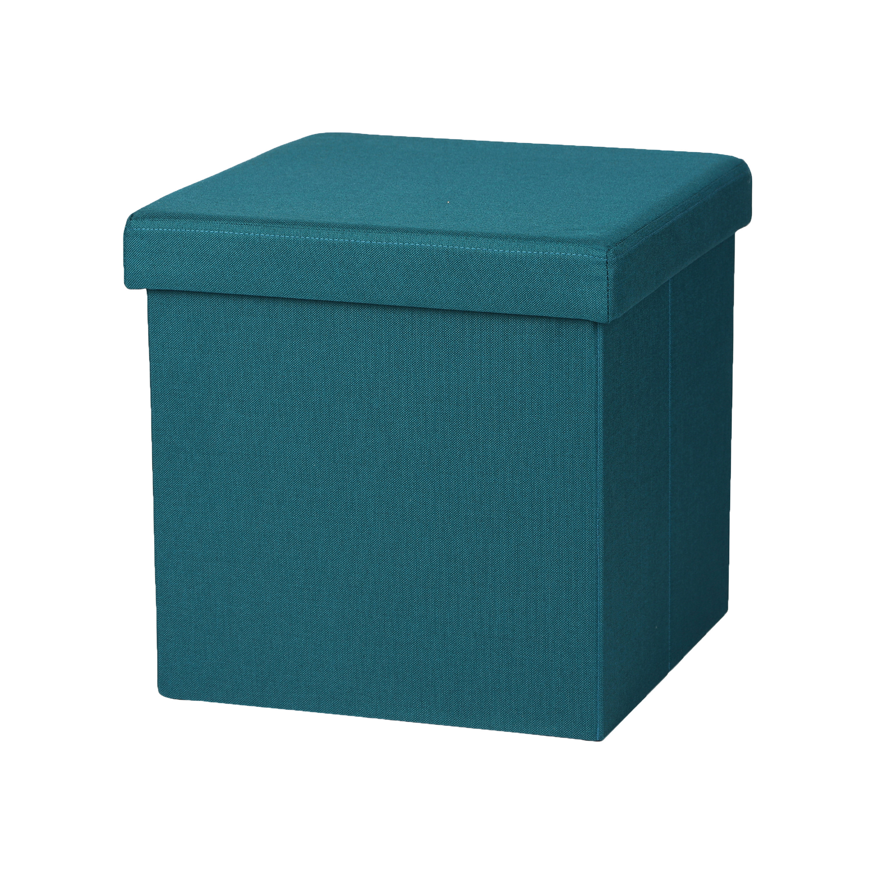 Hocker zit bankje poef 1-zits opbergbox zeeblauw polyester-mdf 38 x 38 cm opvouwbaar