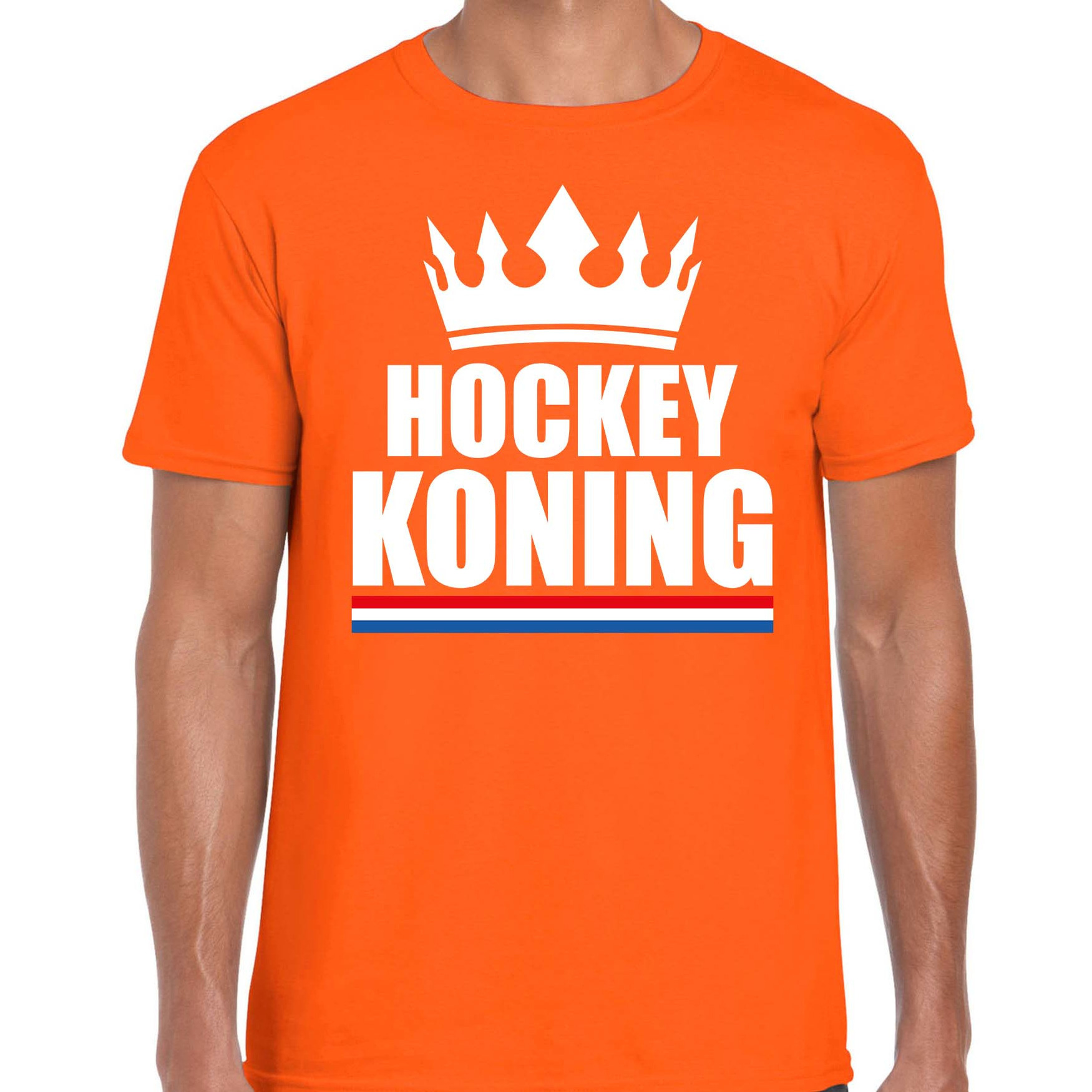 Hockey koning t-shirt oranje heren Sport-hobby shirts