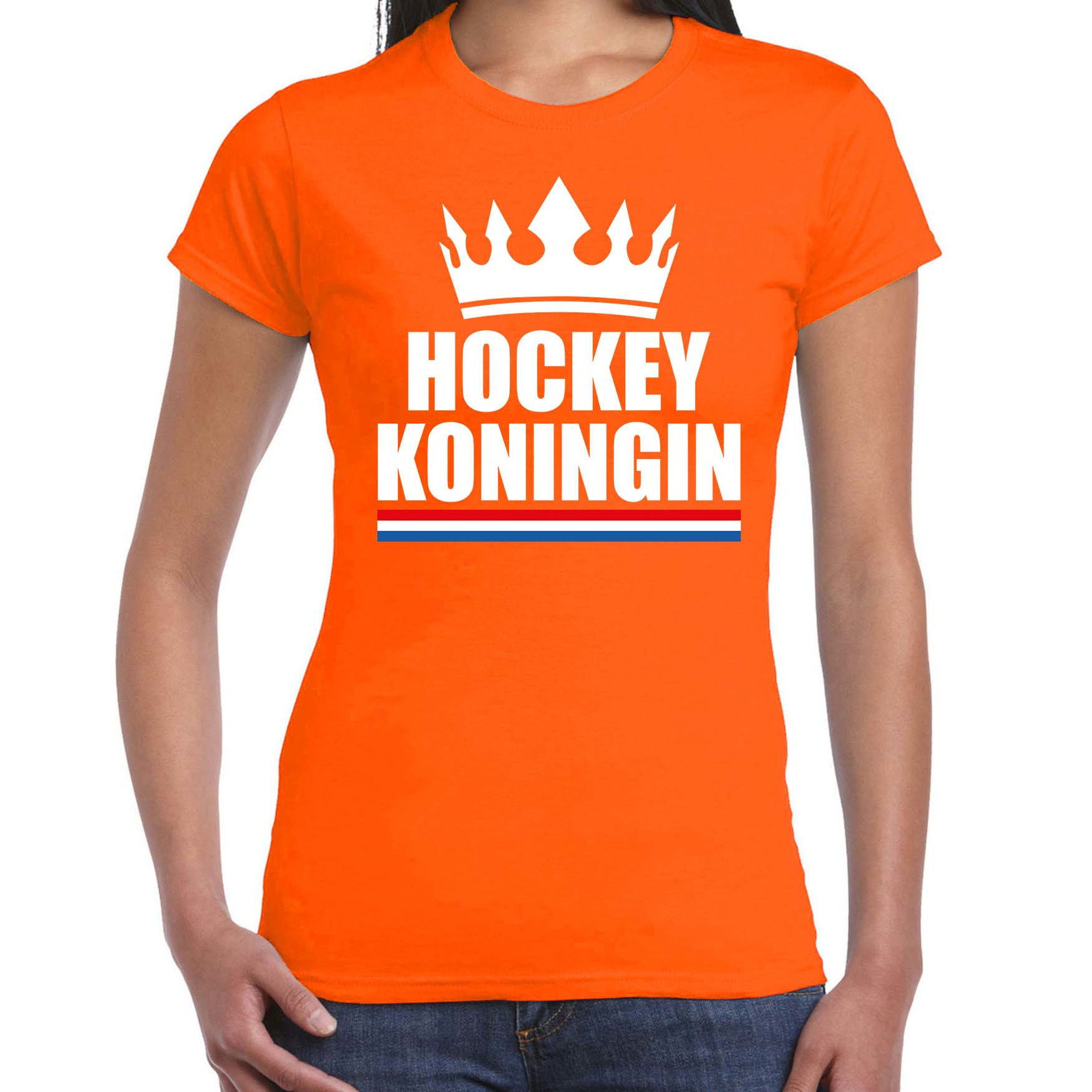 Hockey koningin t-shirt oranje dames Sport-hobby shirts