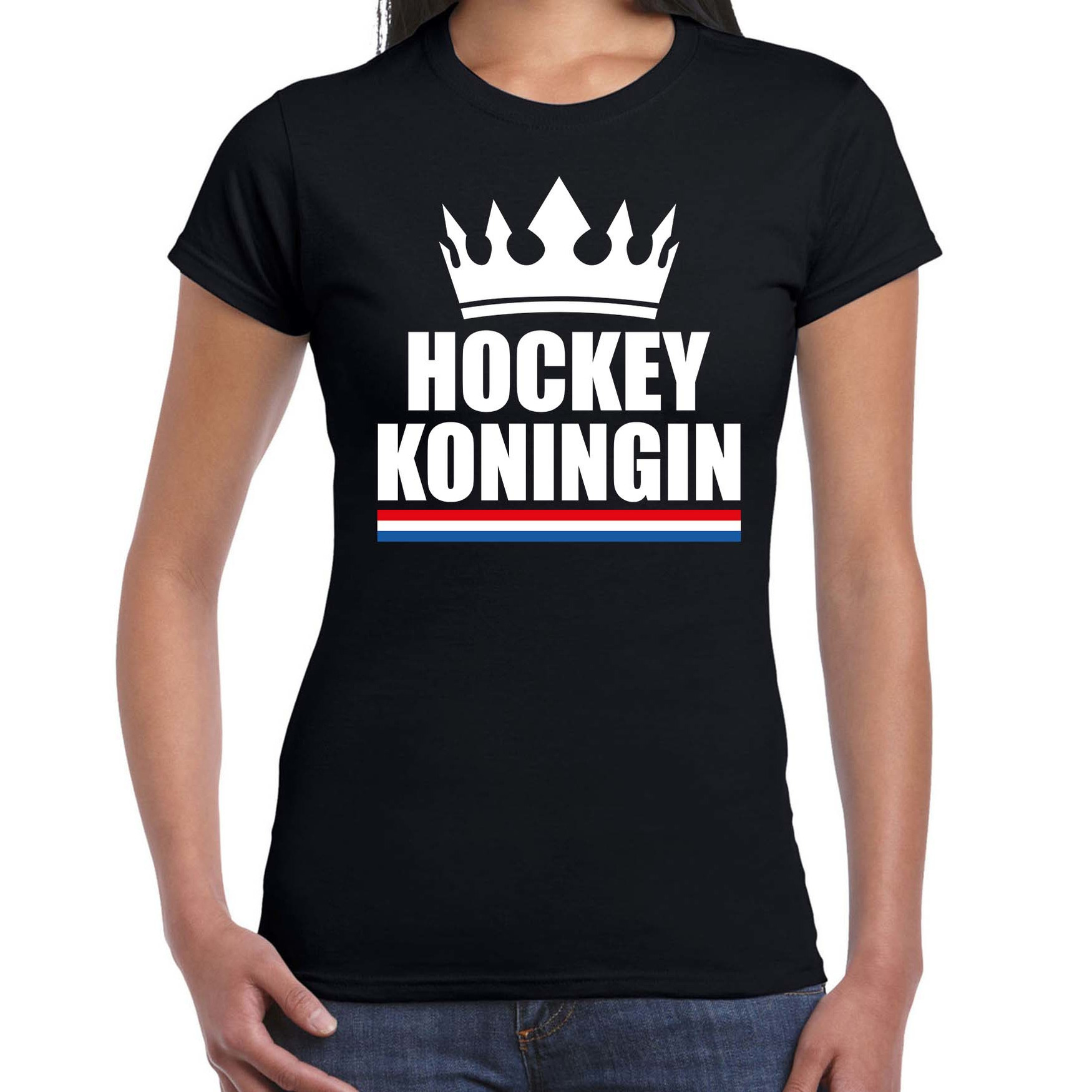 Hockey koningin t-shirt zwart dames Sport-hobby shirts