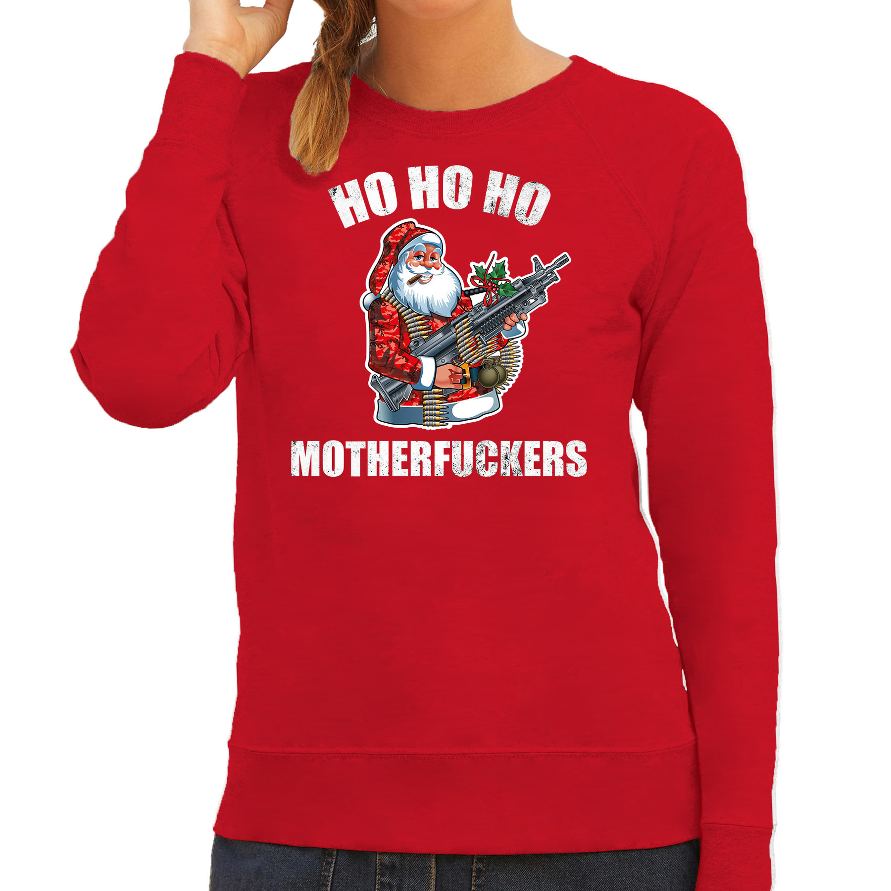 Hohoho motherfuckers foute Kerstsweater-Kersttrui rood voor dames