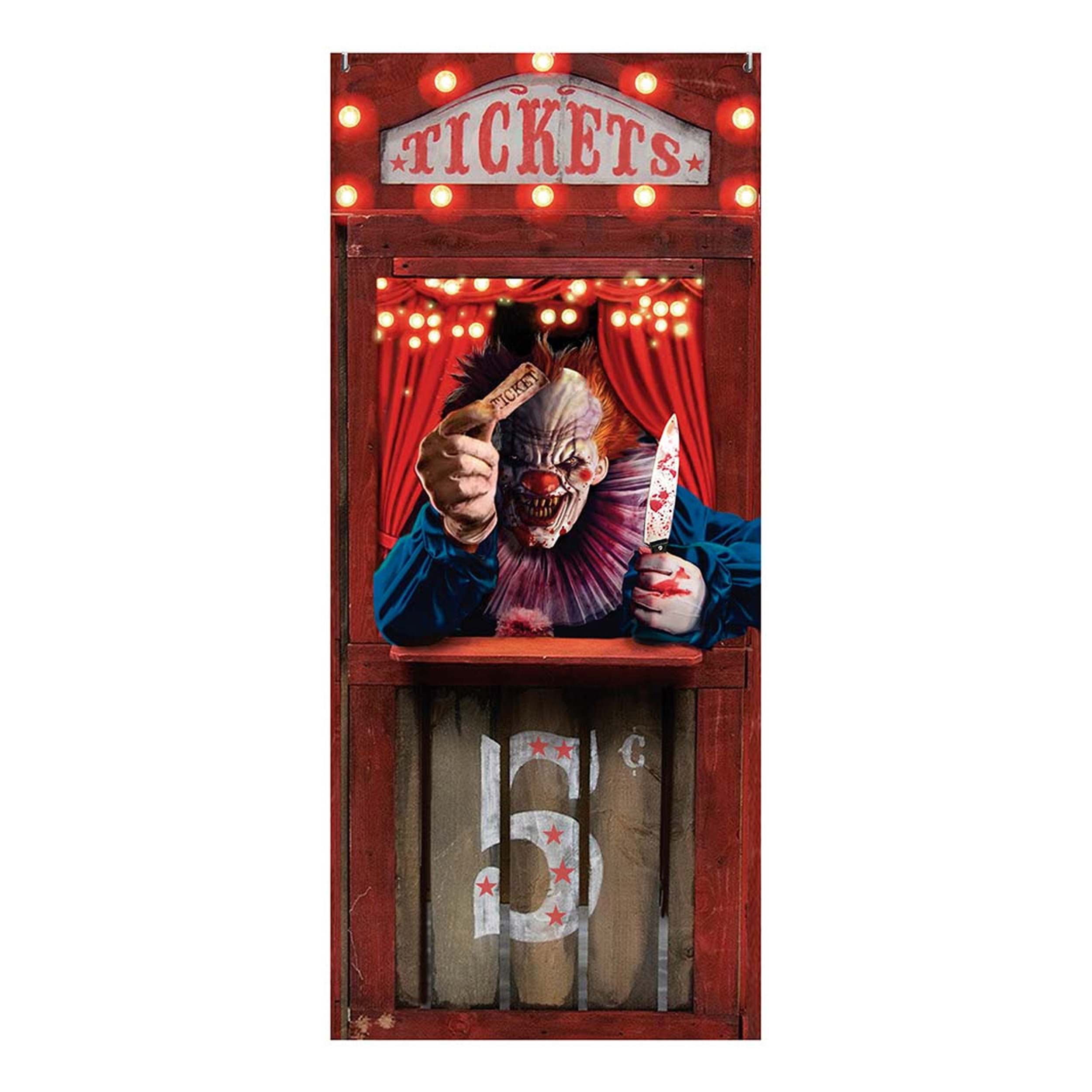 Horror deur scenesetter-deurposter Horrorclown-circus Halloween thema versiering 180 x 80 cm