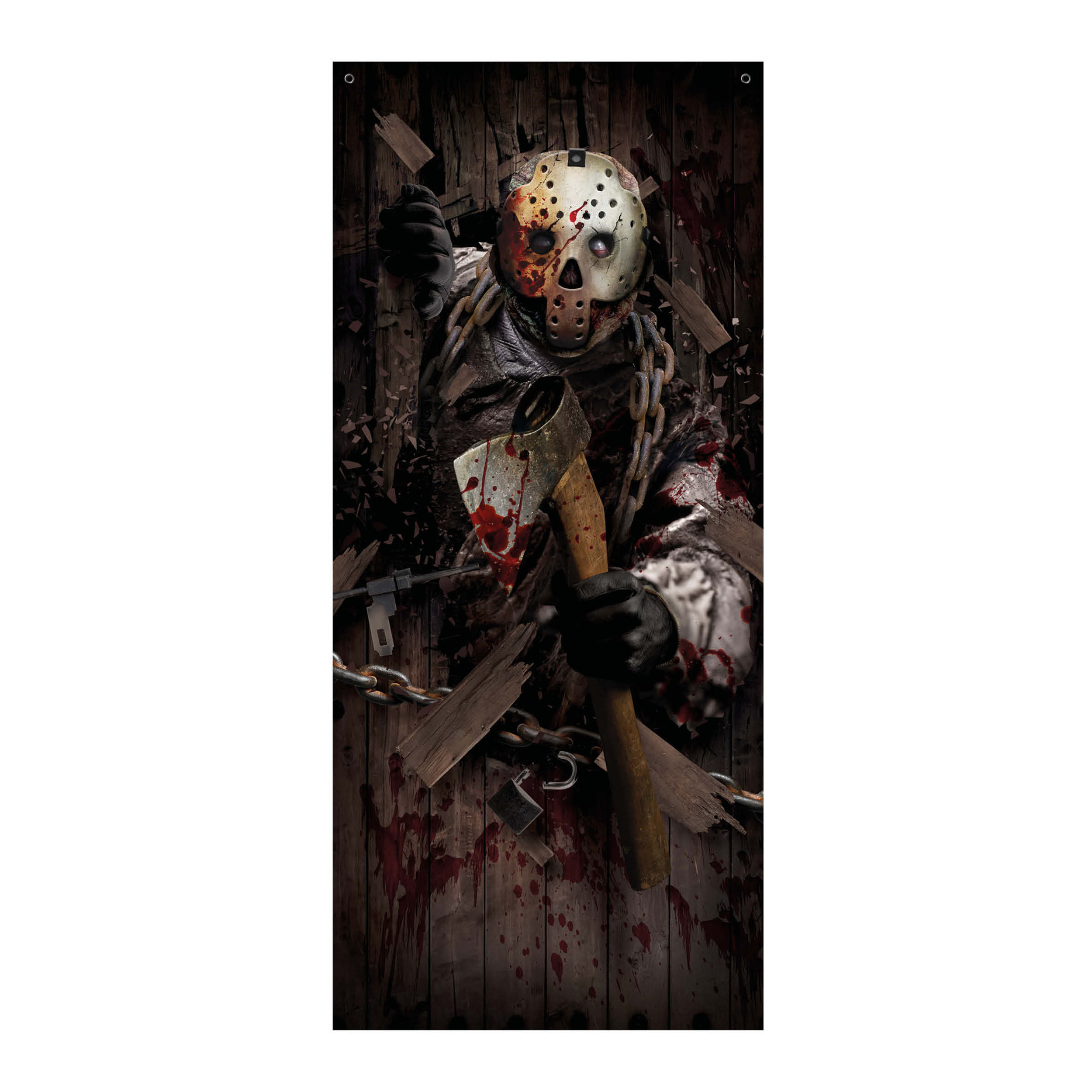 Horror deur scenesetter-deurposter moordenaar met bijl Halloween thema versiering 180 x 80 cm