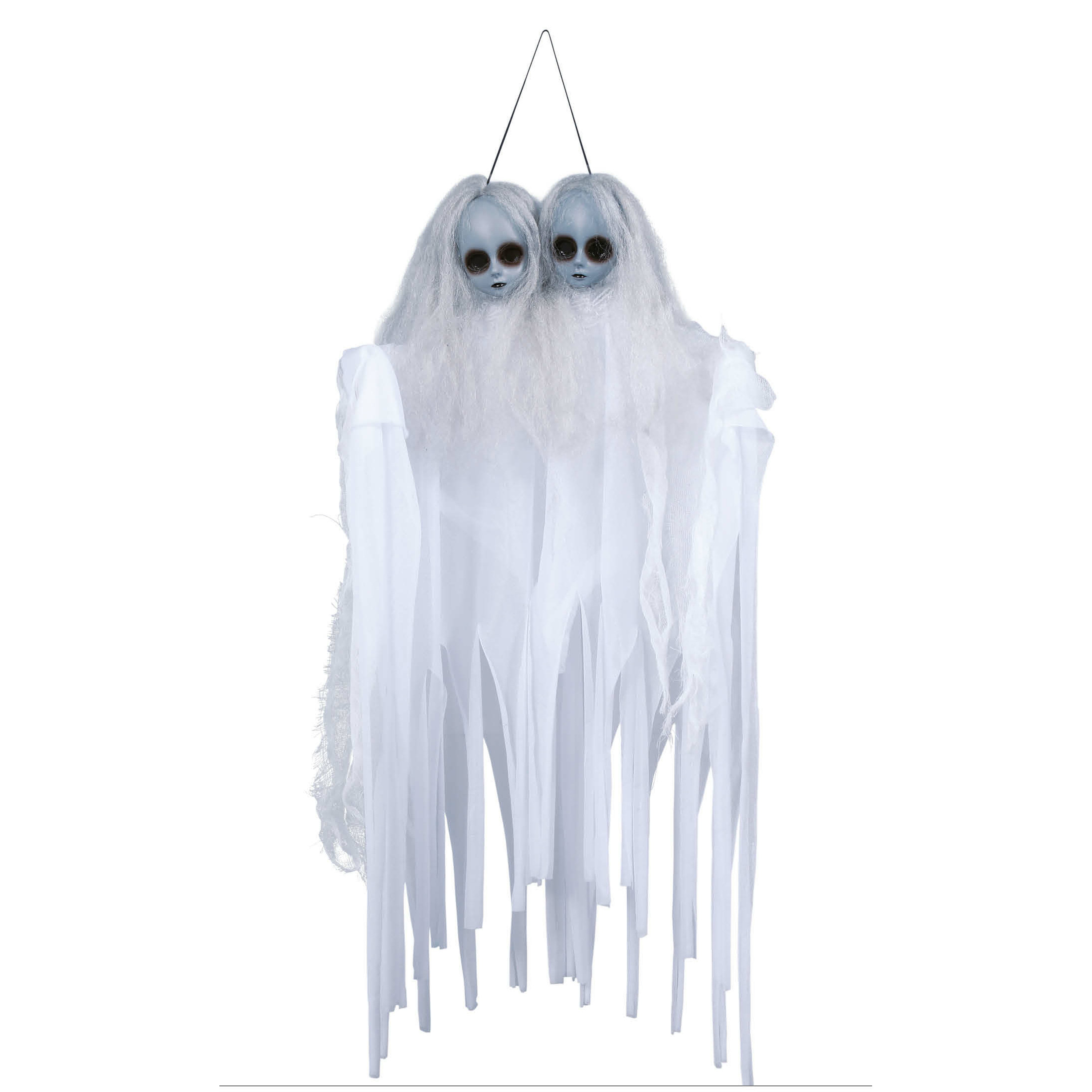Horror-halloween decoratie spook-geest pop siamese tweeling hangend 70 cm