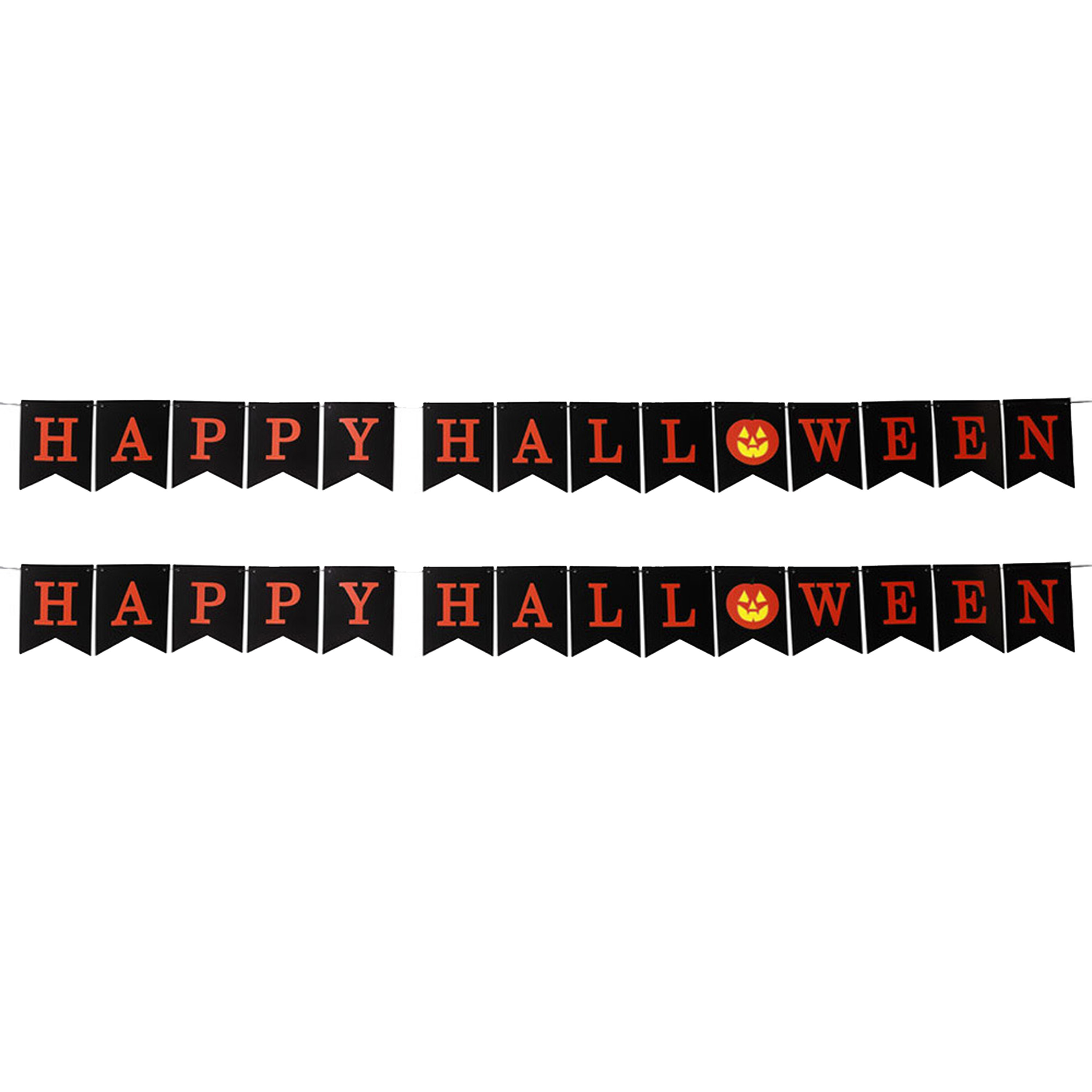 Horror/halloween letterslinger - 2x - Happy Halloween - papier - 300 cm - Feestartikelen/versiering