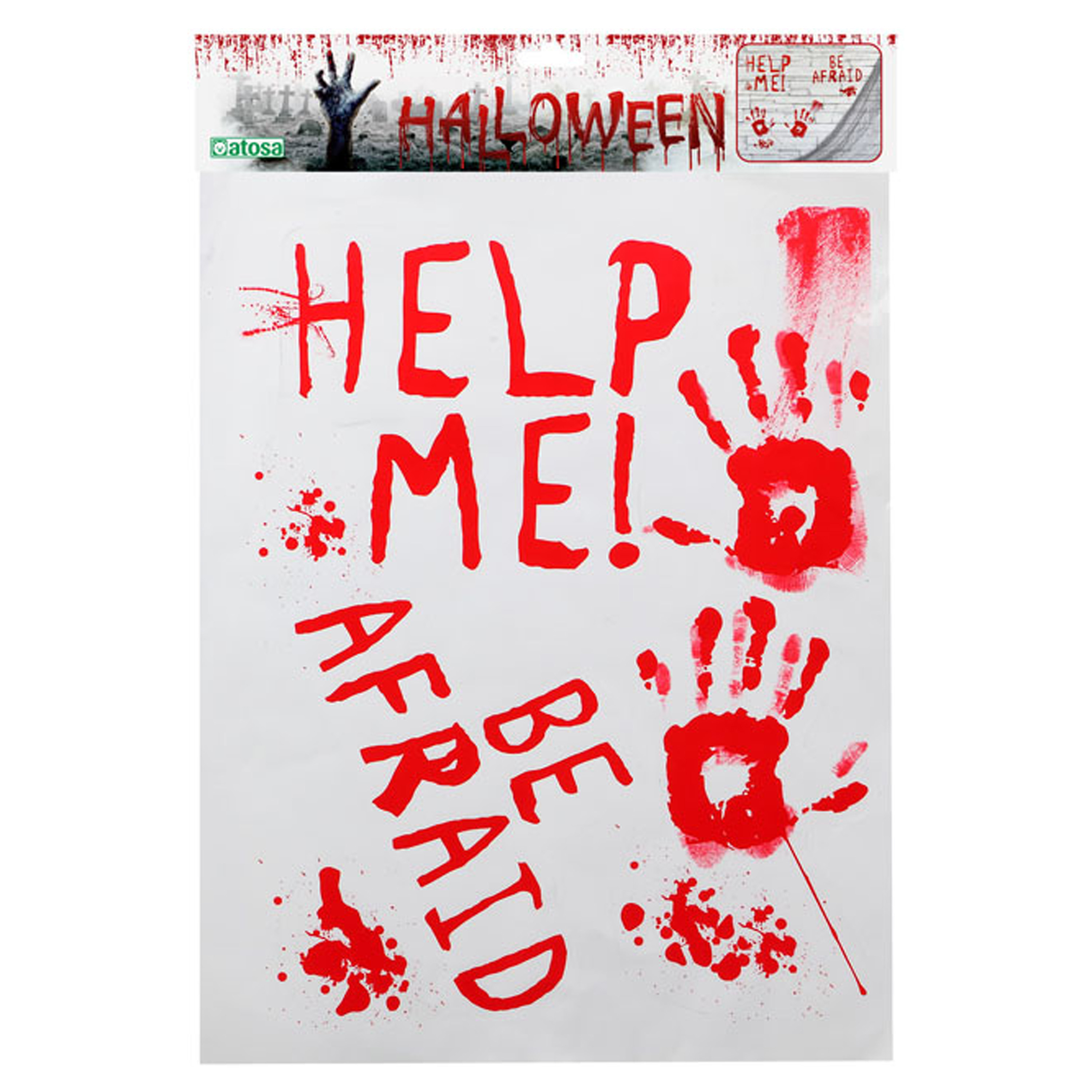 Horror/Halloween raamsticker - Bloederige teksten - 42 x 19 cm - Feestartikelen/versiering