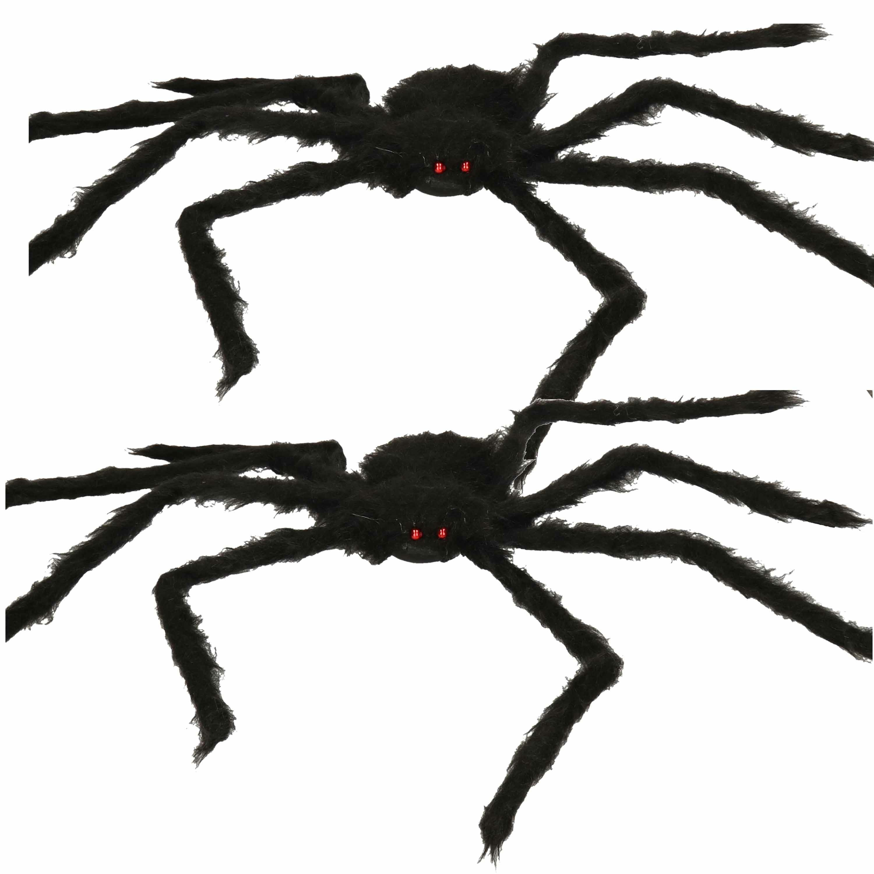 Horror spin groot - 2x - Halloween decoratie/versiering - zwart - 70 cm
