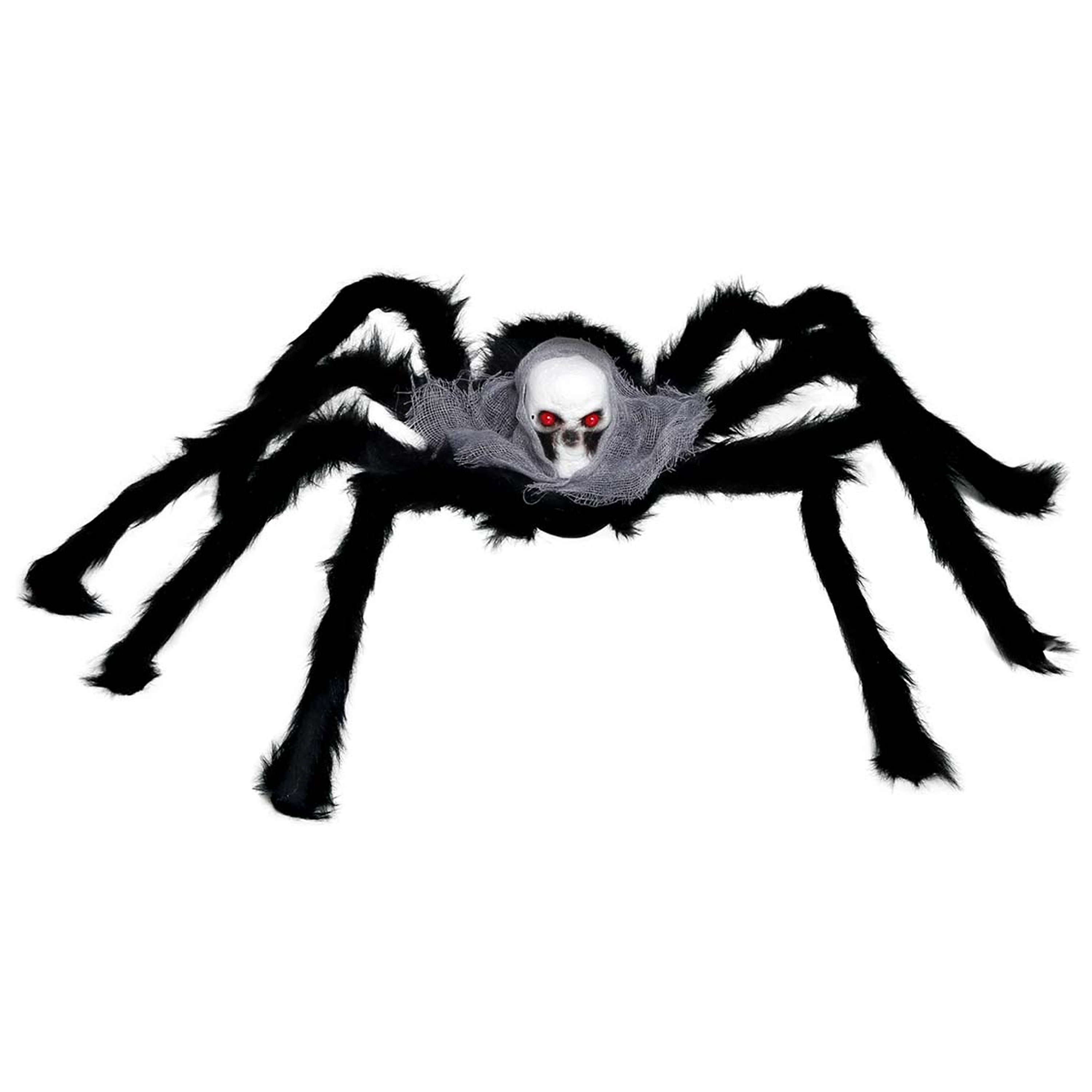 Horror spin groot Halloween decoratie-versiering zwart met doodskop 60 cm