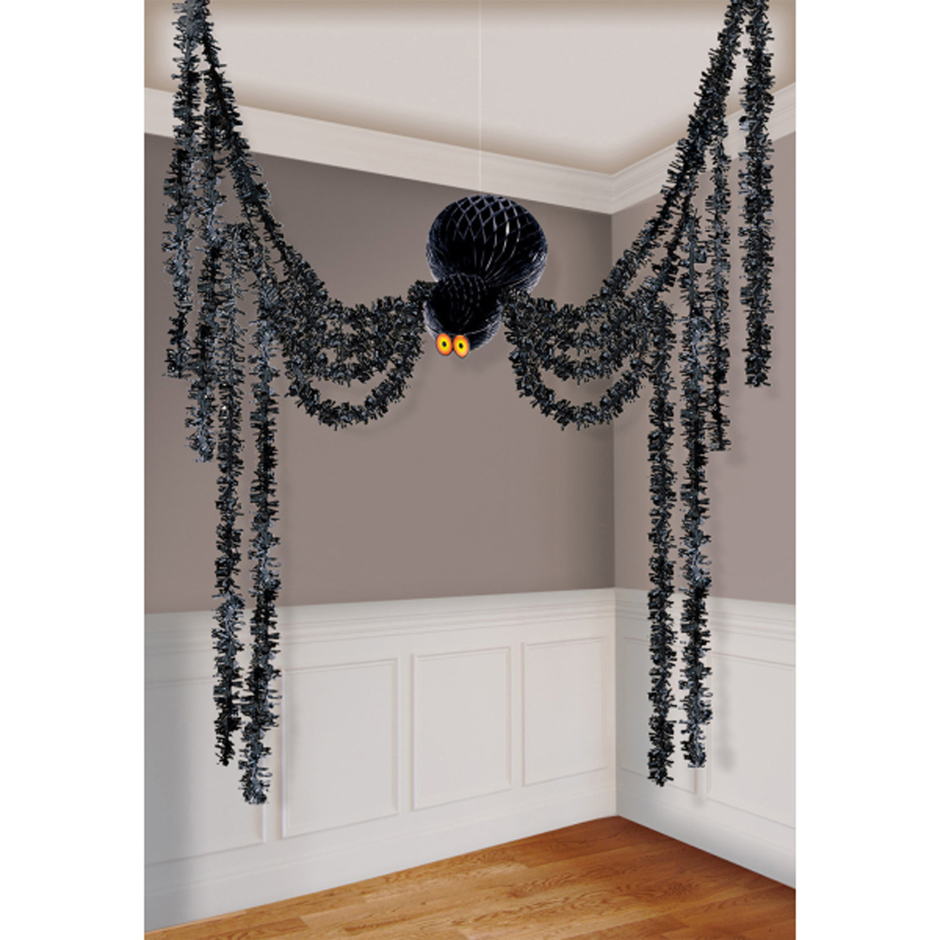 Horror spin honeycomb groot - Halloween decoratie/versiering - zwart - 360 cm