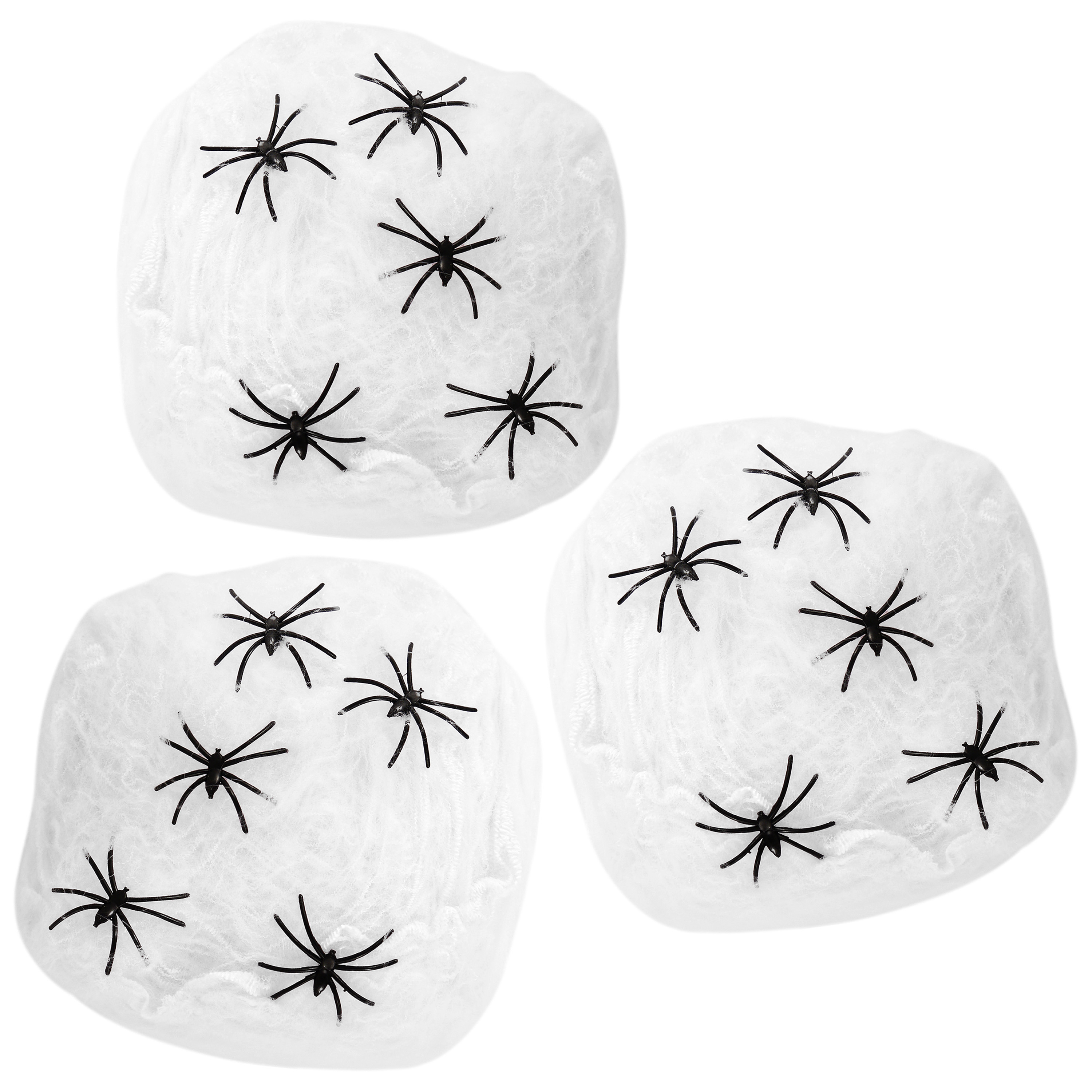 Horror spinnenweb met spinnen - 3x - wit - 40 gr - Halloween decoratie
