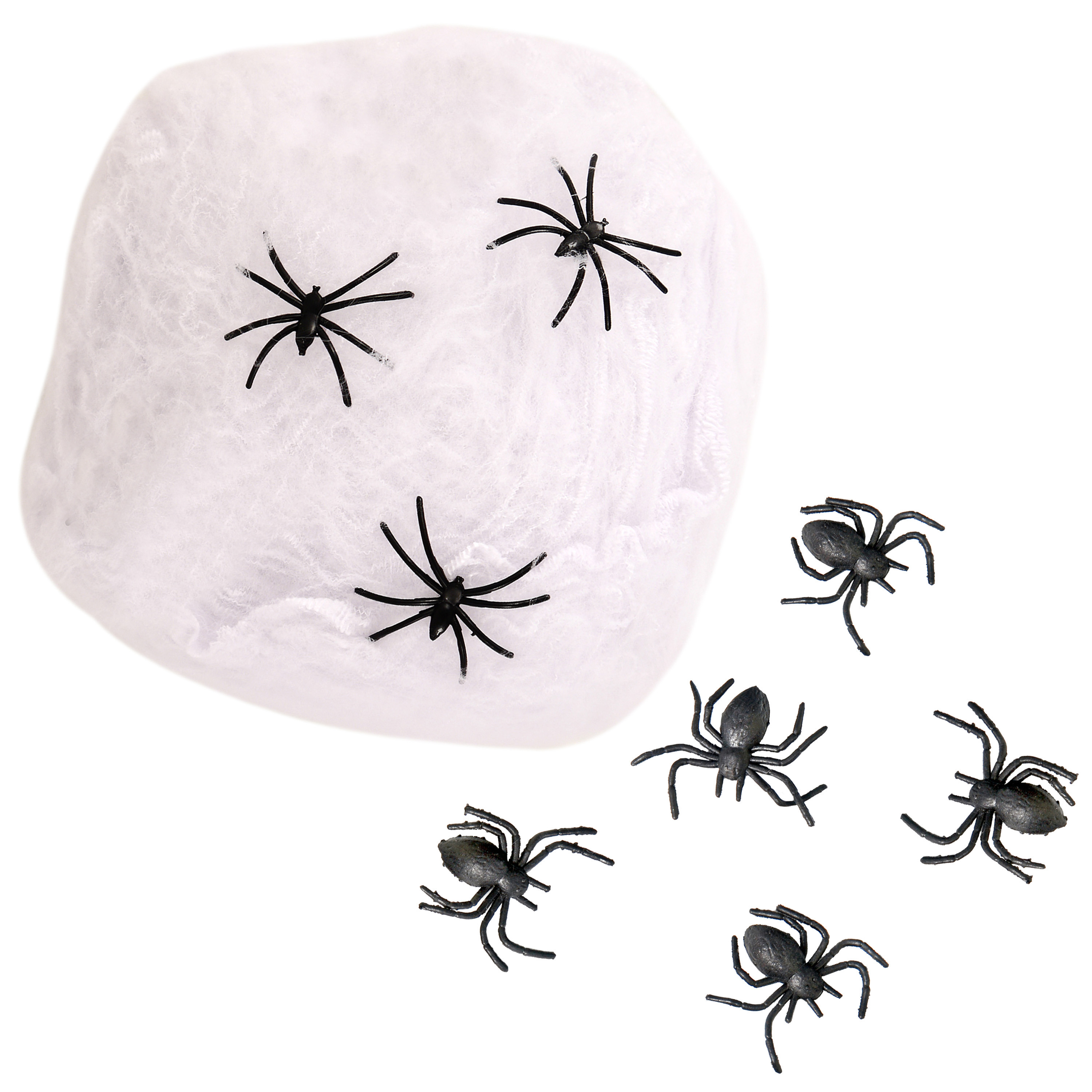 Horror spinnenweb met spinnen - wit - 20 gr - Halloween decoratie