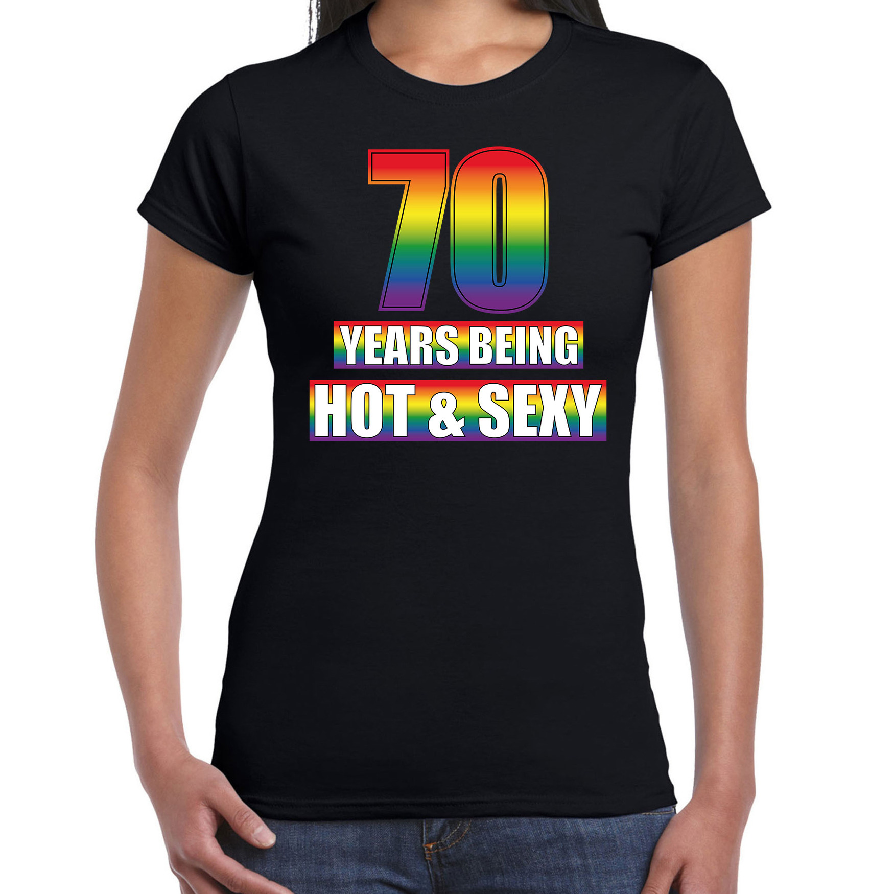 Hot en sexy 70 jaar verjaardag cadeau t-shirt zwart voor dames Gay- LHBT kleding-outfit