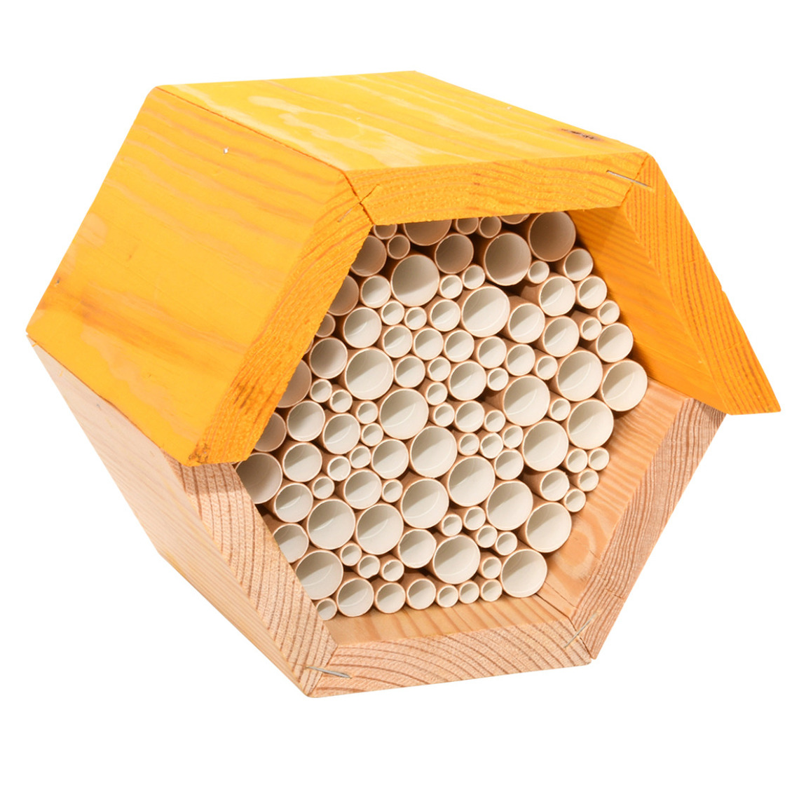 Houten bijenhuis/bijenhotel zeshoekig 15 cm -