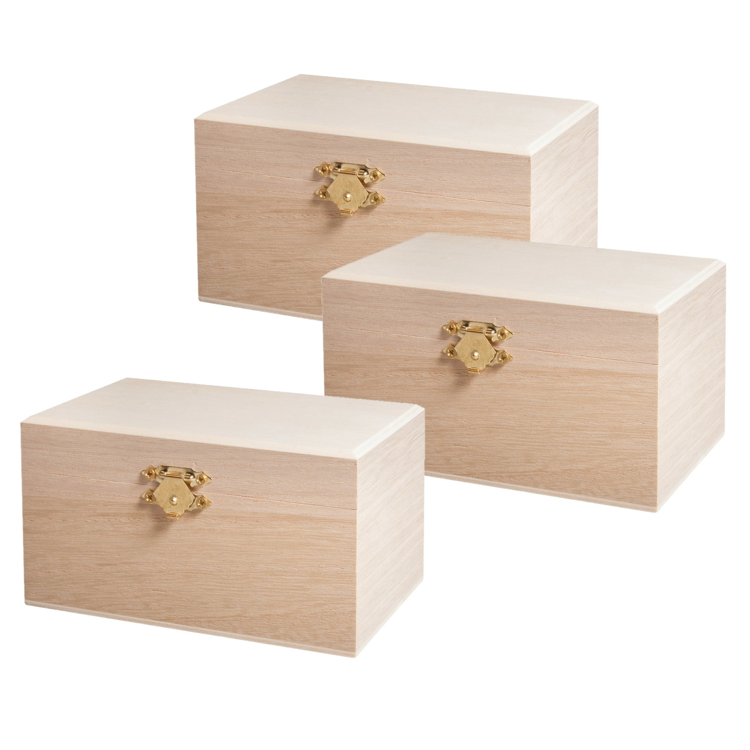 Houten kistje-box met sluiting en deksel 3x 14 x 8 x 7 cm Sieraden-spulletjes-sleutels