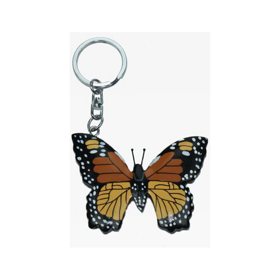 Houten vlinder sleutelhanger 6 cm