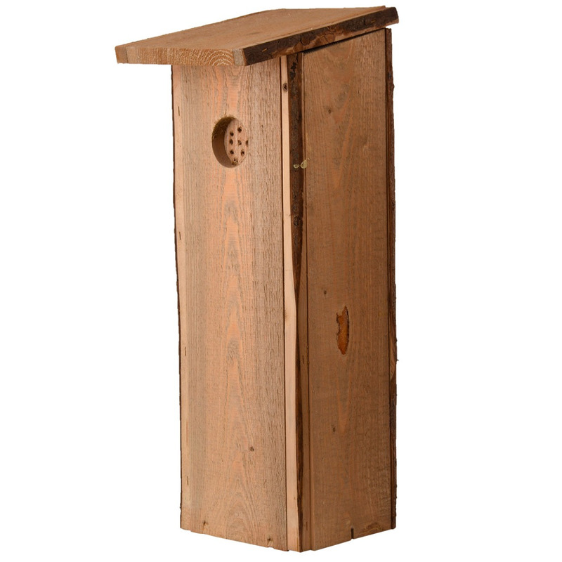 Houten vogelhuisje/nesthuisje 54 cm voor spechten - Vurenhouten vogelhuisjes tuindecoraties - Vogelnestje voor spechten