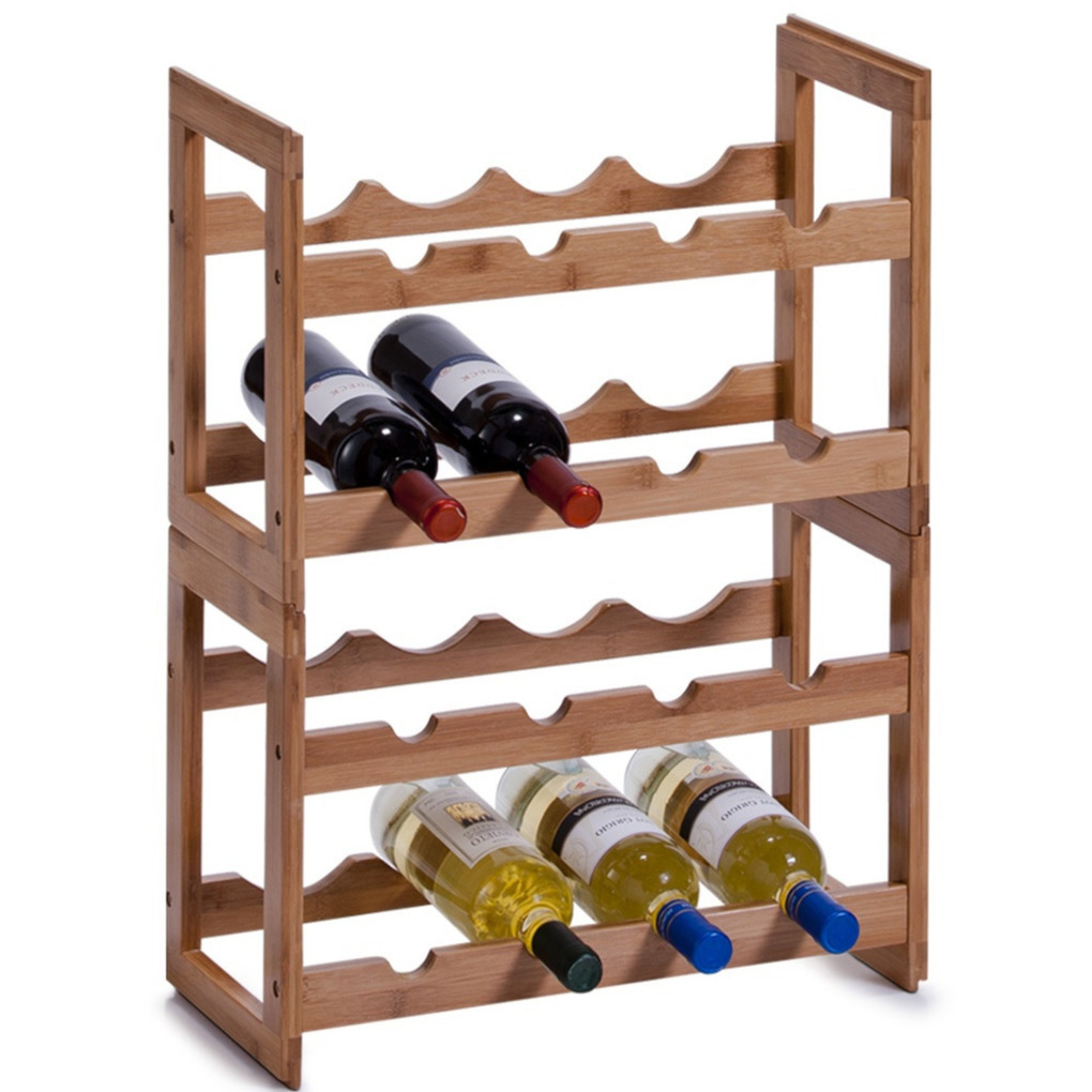 Houten wijnflessen rekken/wijnrekken stapelbaar voor 16 flessen 47 cm - Zeller - Keukenbenodigdheden - Woonaccessoires/decoratie - Wijnflesrekken/wijnflessenrekken/wijnrekken - Rek