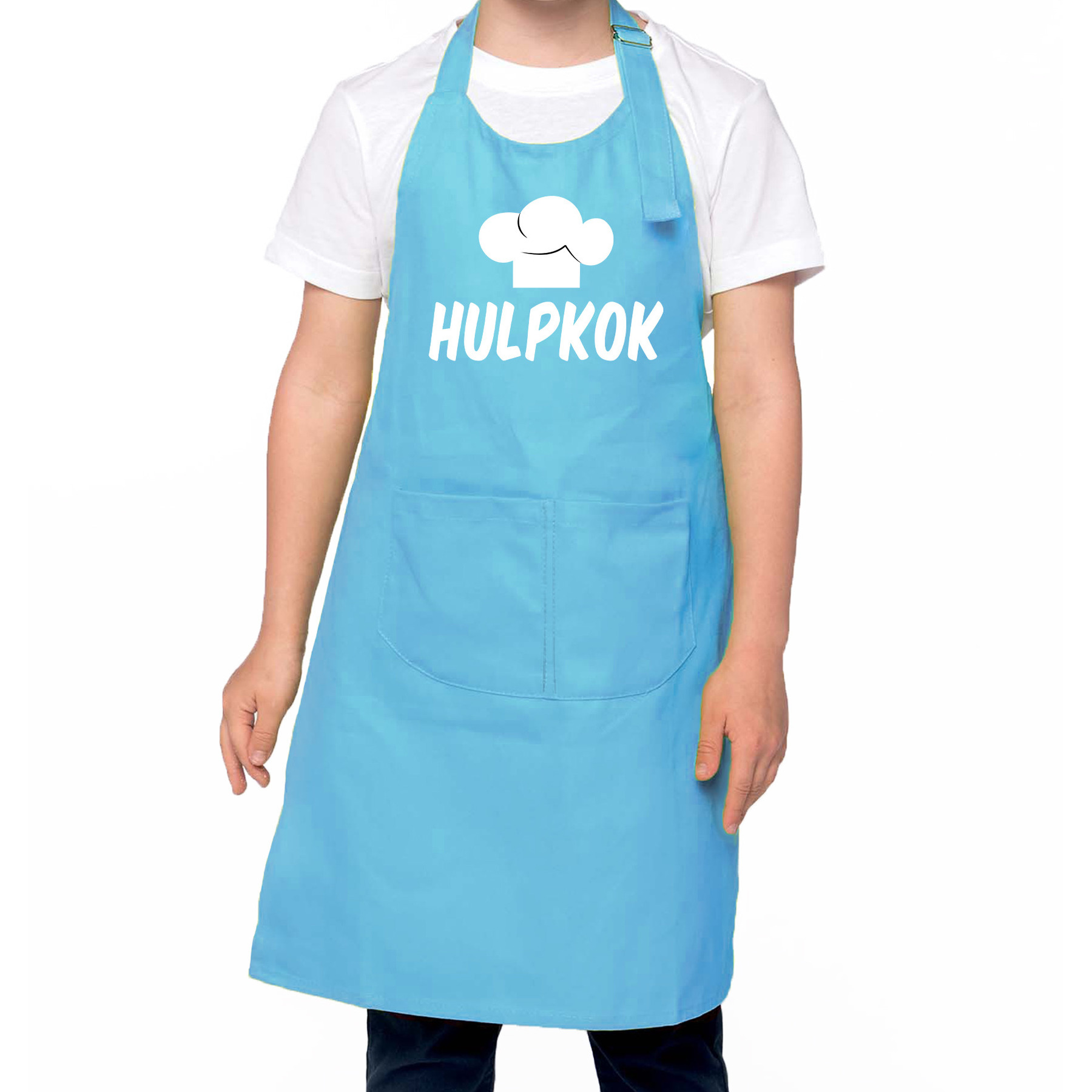 Hulpkok Keukenschort kinderen/ kinder schort blauw voor jongens en meisjes One size -