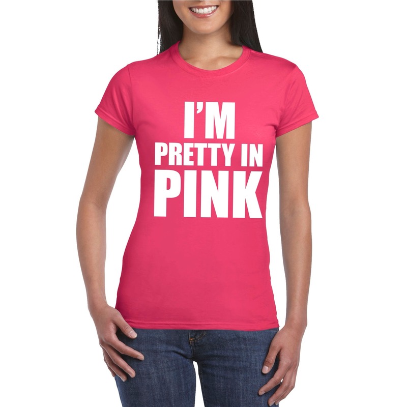 I am pretty in pink shirt roze dames