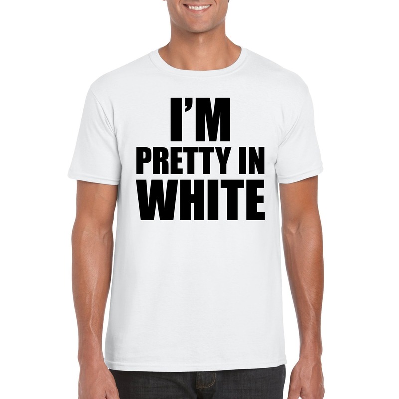 I am pretty in white tekst t-shirt wit heren