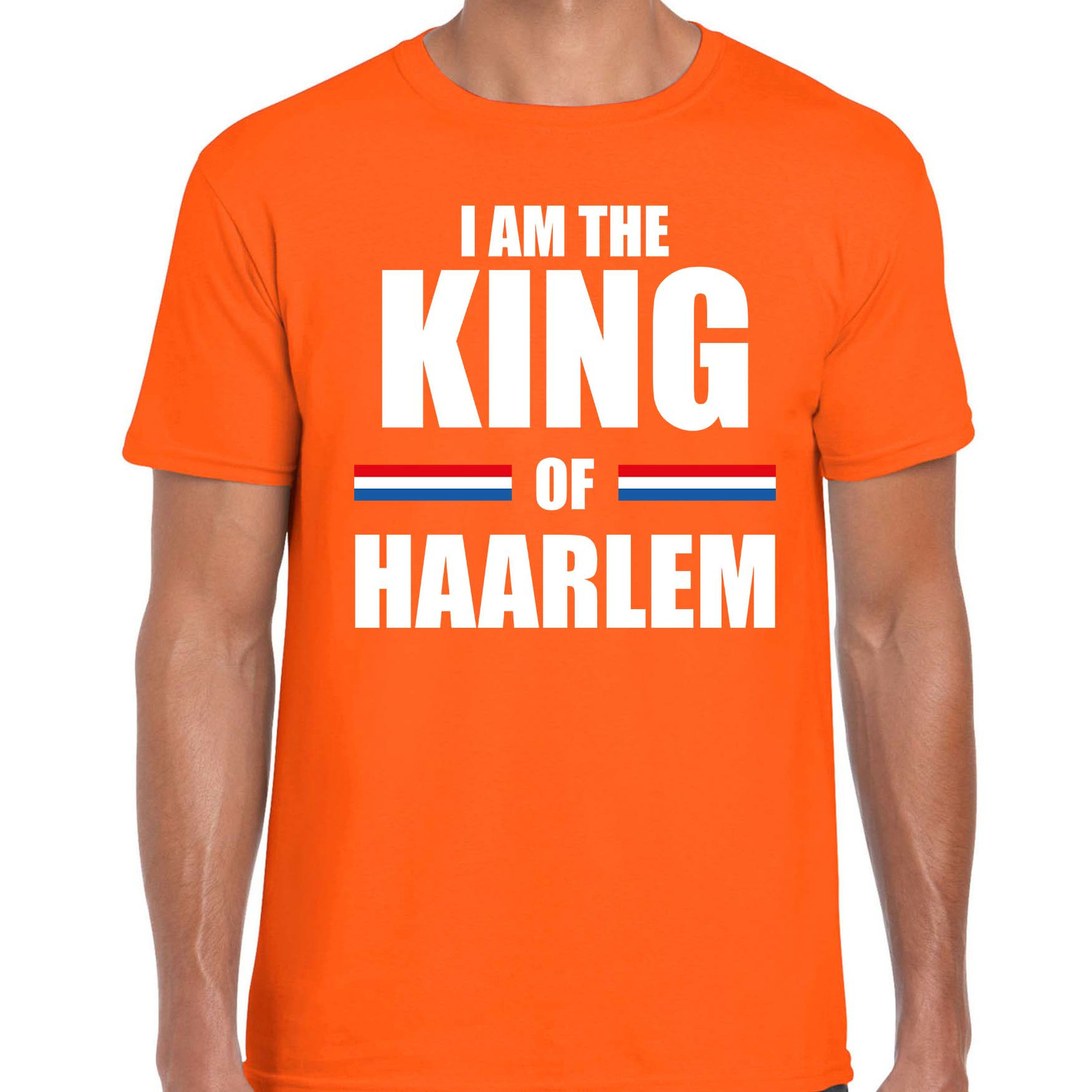 I am the King of Haarlem Koningsdag t-shirt oranje voor heren