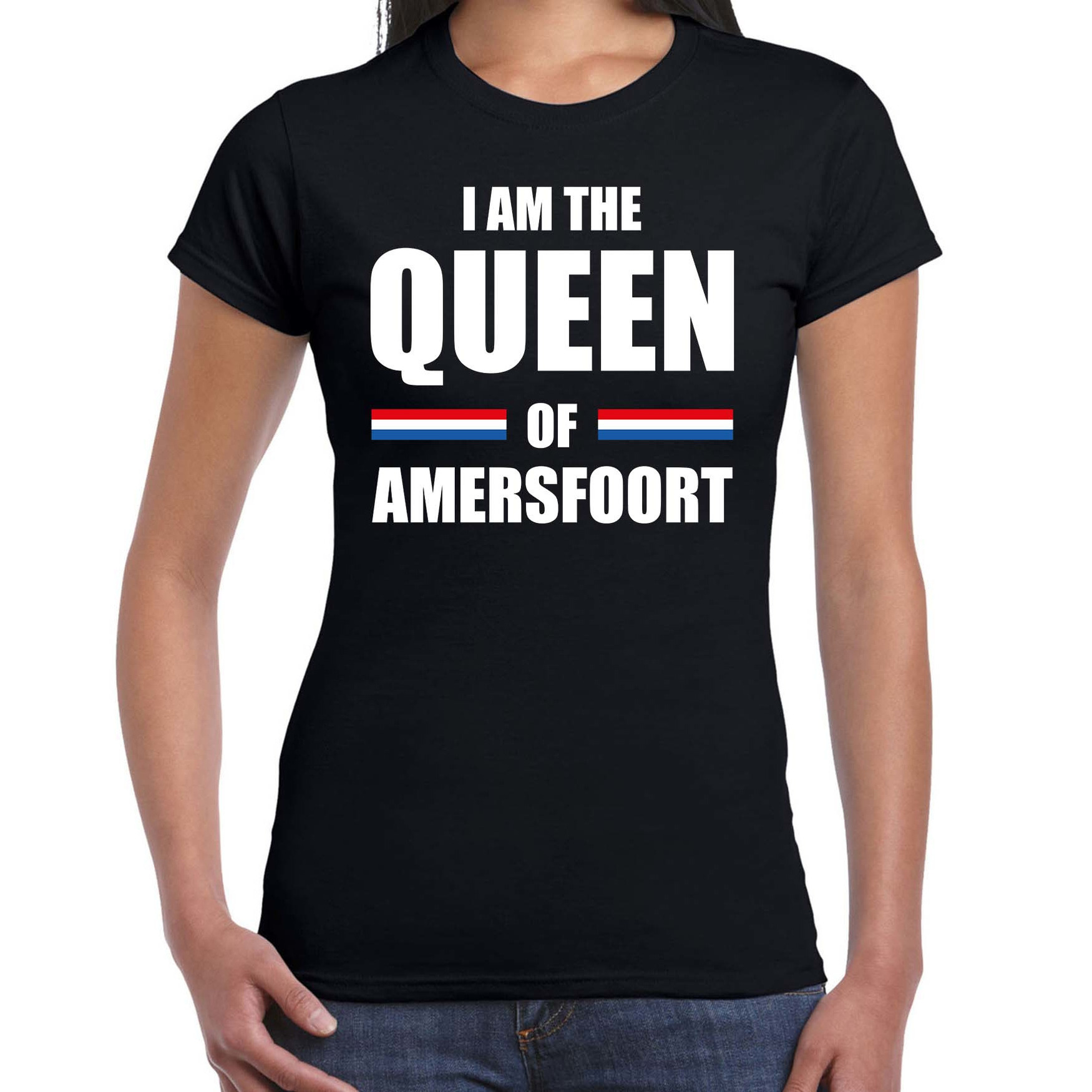 I am the Queen of Amersfoort Koningsdag t-shirt zwart voor dames