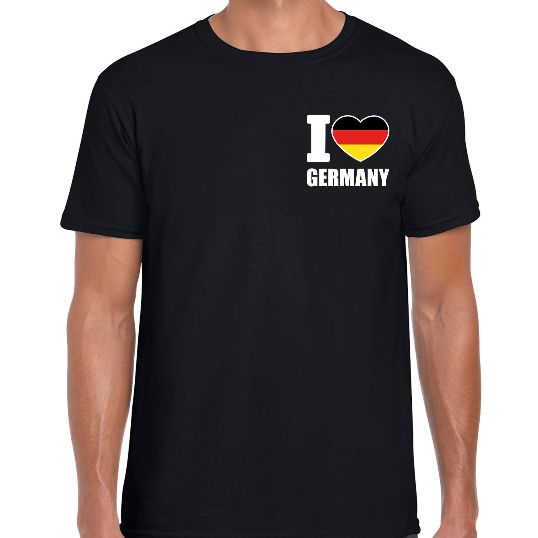 I love Germany t-shirt Duitsland zwart op borst voor heren