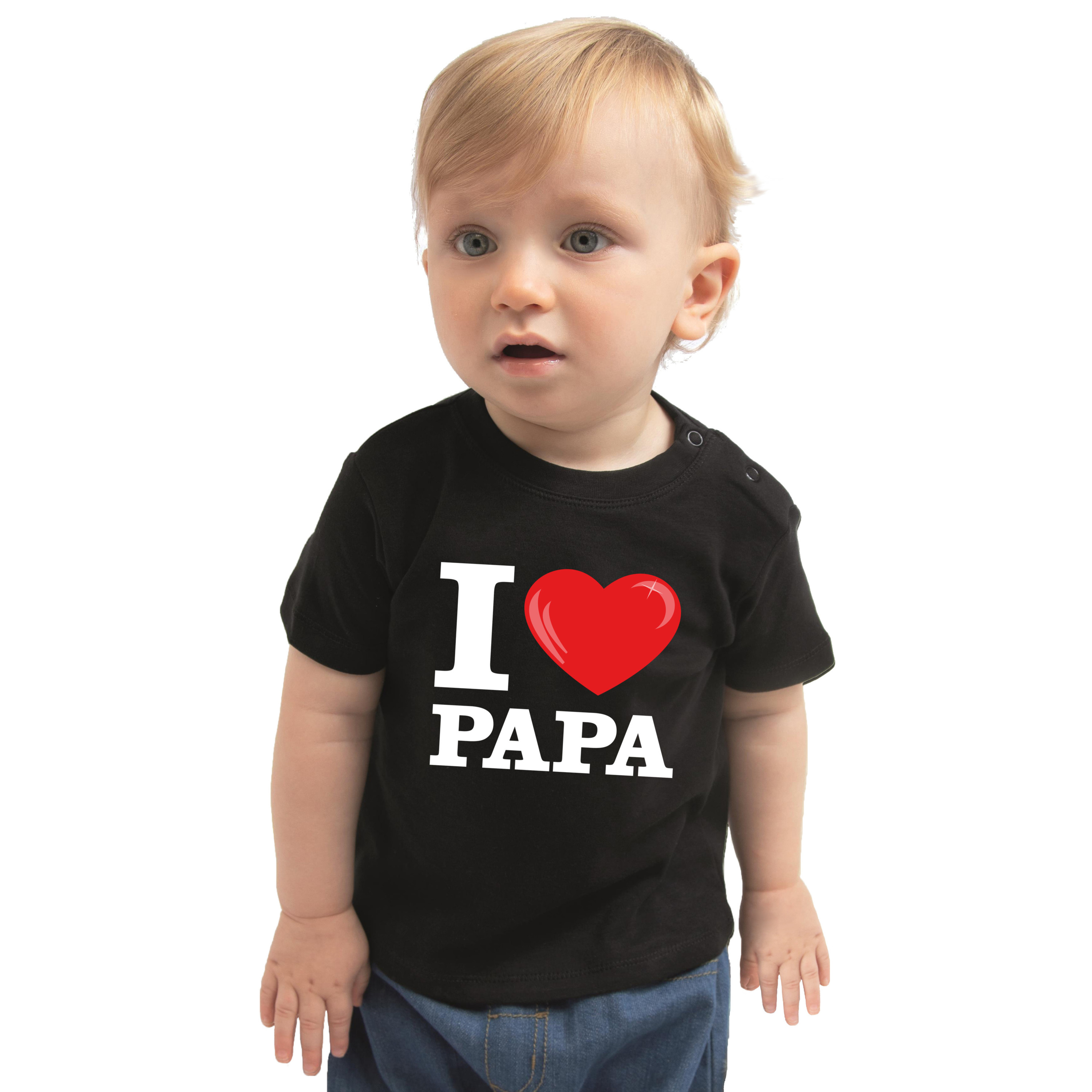 I love papa cadeau t-shirt zwart baby jongen-meisje