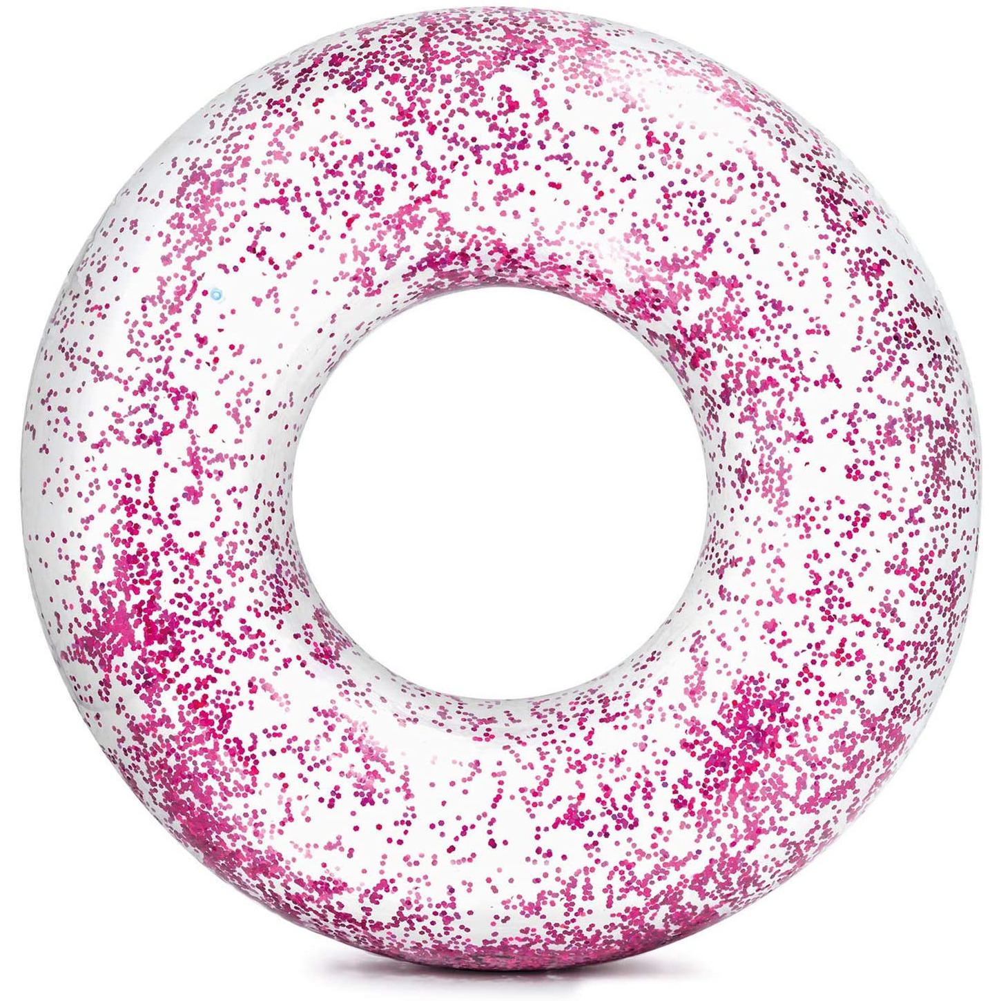 Intex opblaasbare roze glitter zwemband/zwemring transparant 120 cm -