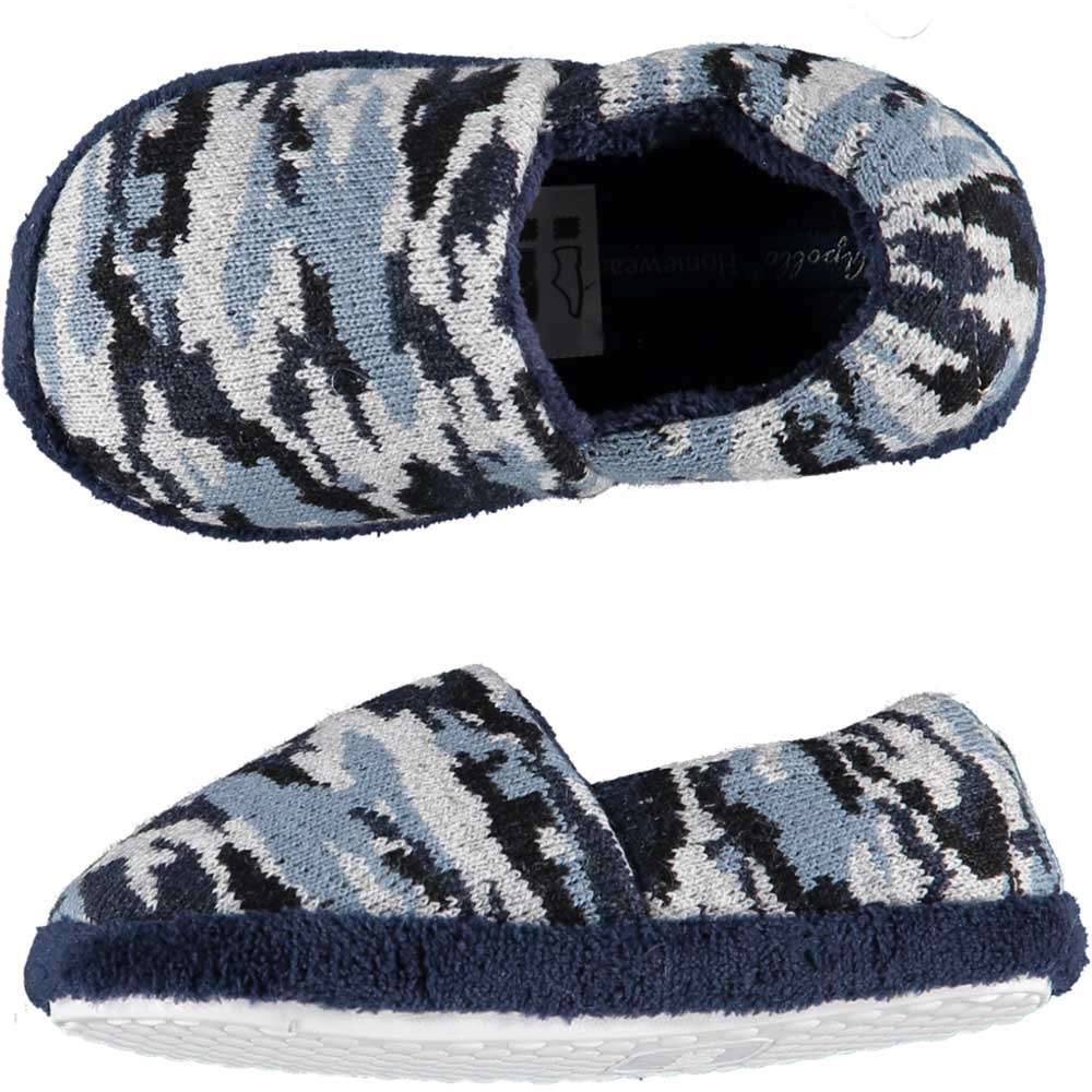 Jongens instap slippers-pantoffels army blauw maat 25-26