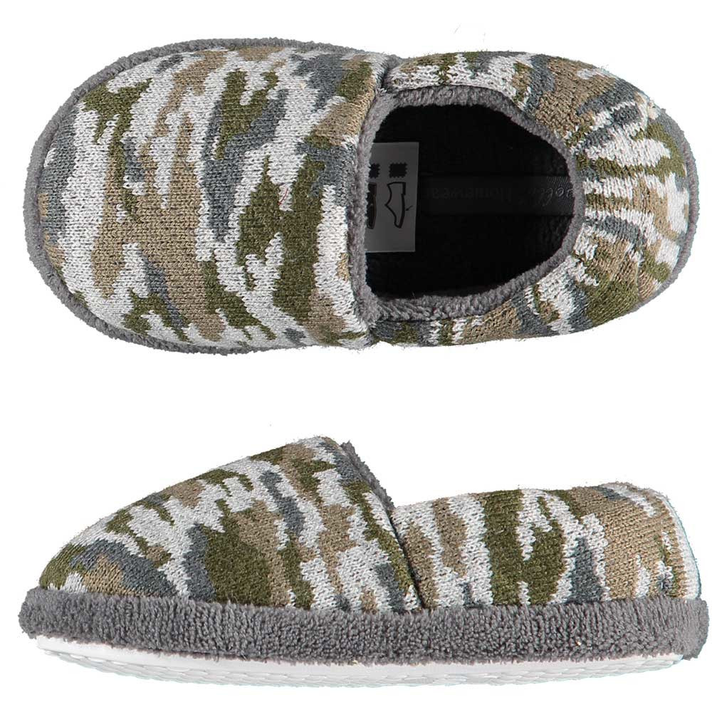 Jongens instap slippers-pantoffels army groen maat 27-28