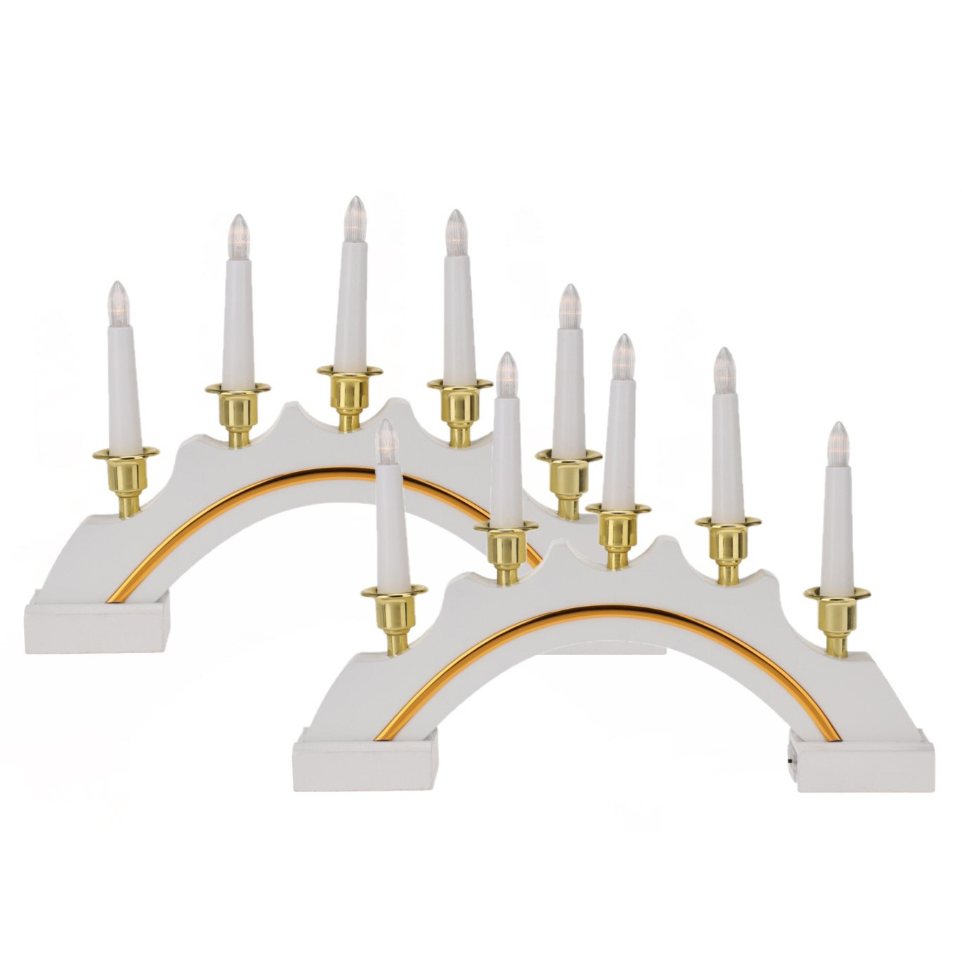 Kaarsenbruggen 2x stuks LED verlichting wit-goud 37 cm