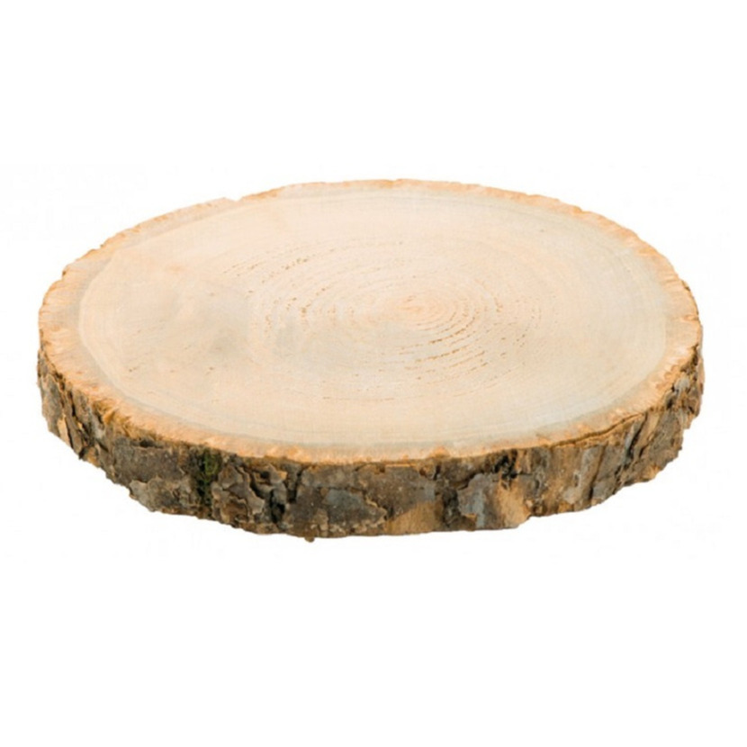 Kaarsenplateau boomschijf met schors hout D24 x H2 cm rond