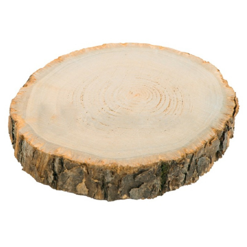 Kaarsenplateau boomschijf met schors hout D26 x H4 cm rond