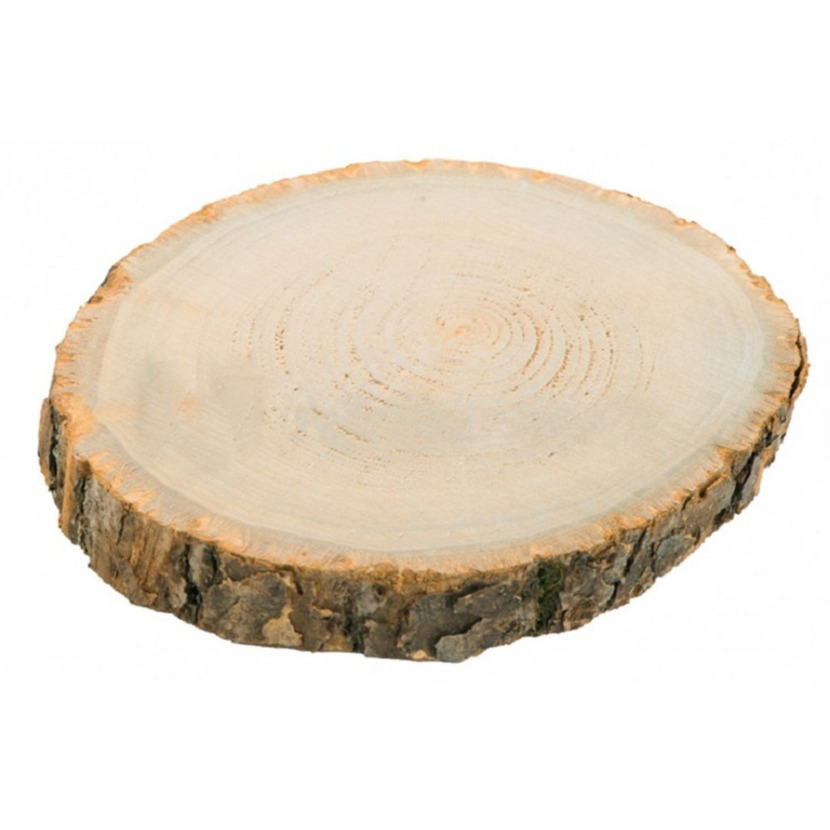 Kaarsenplateau boomschijf met schors hout D30 x H2 cm rond