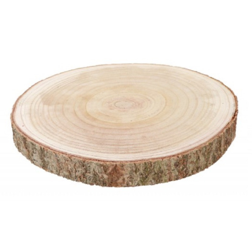 Kaarsenplateau boomschijf met schors hout D38 x H4 cm rond