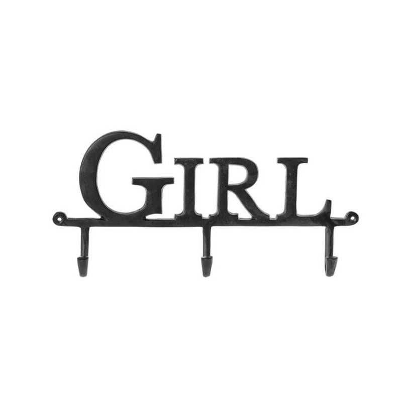 Kapstok met 3 kapstokhaken Girl Riverdale 40 x 28 cm zwart