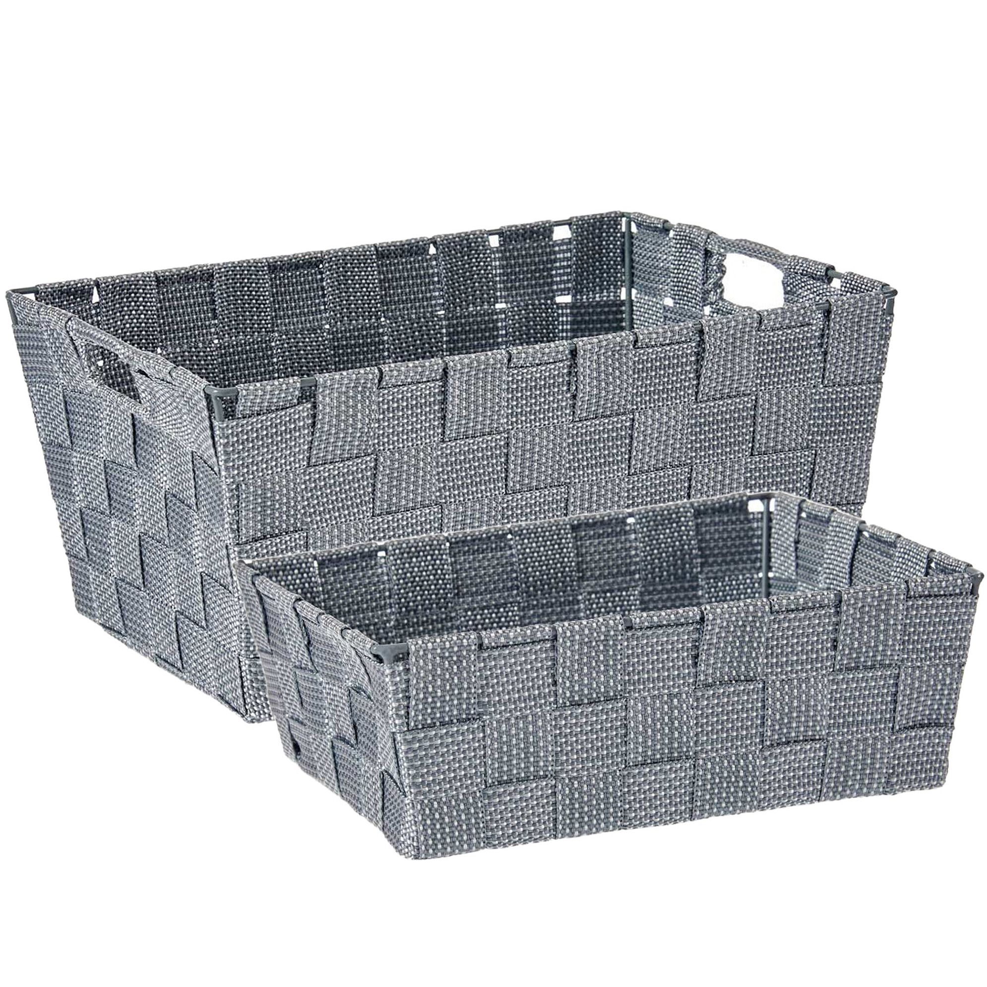 Kast-badkamer opbergmandjes set van 4x stuks zilvergrijs in 2 formaten