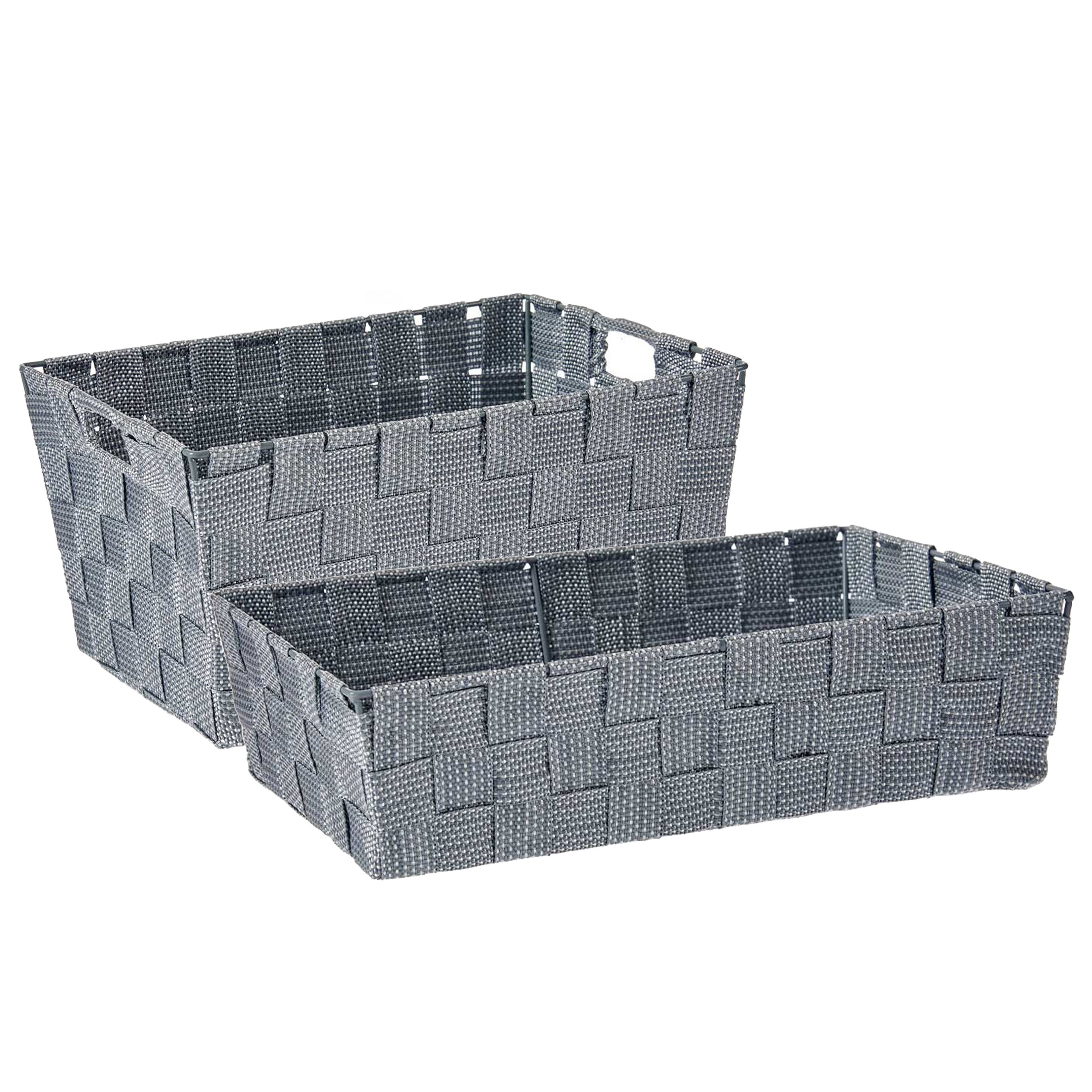 Kast-badkamer opbergmandjes set van 5x stuks zilvergrijs in 2 formaten