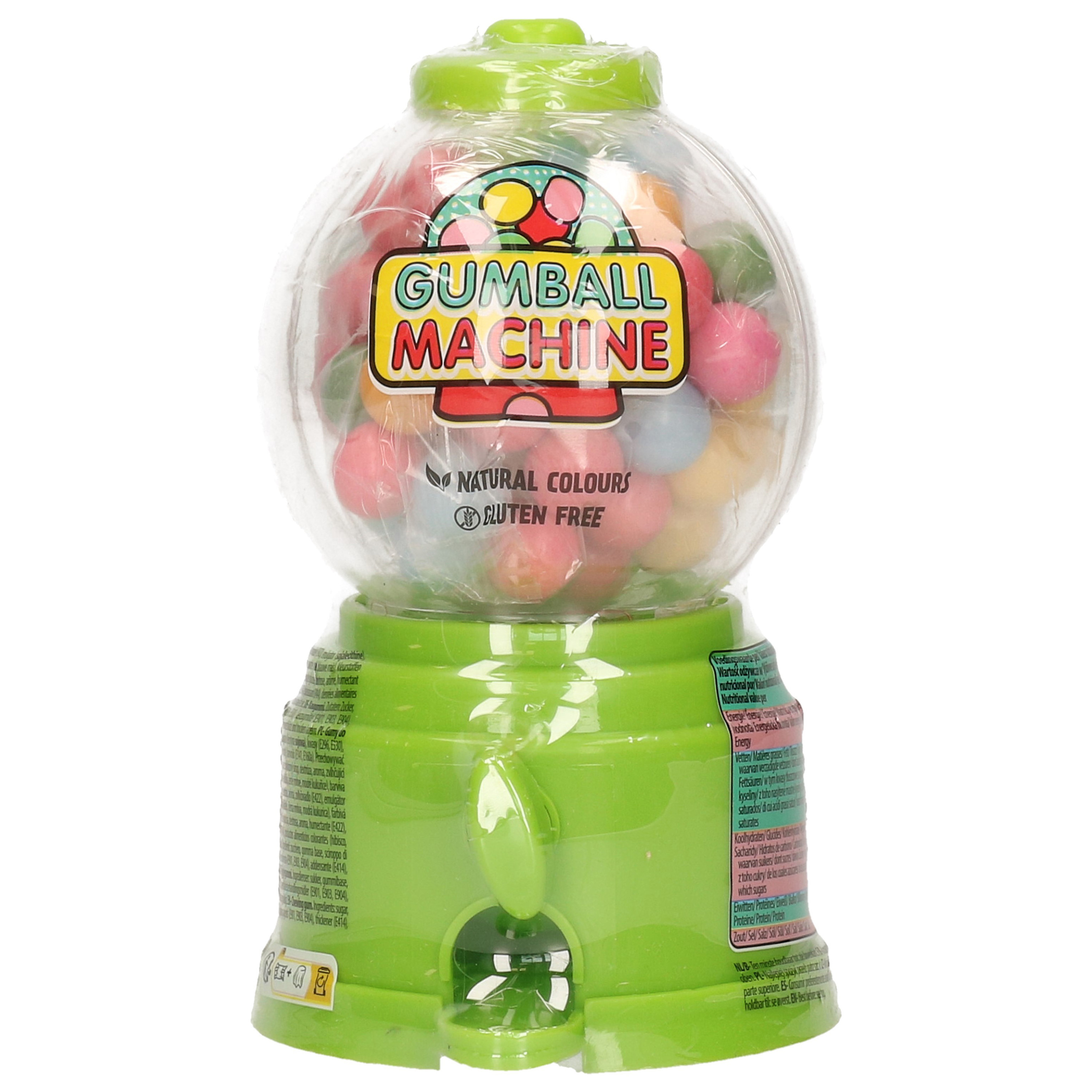 Kauwgomballen automaat-dispenser gevuld met kauwgomballen groen