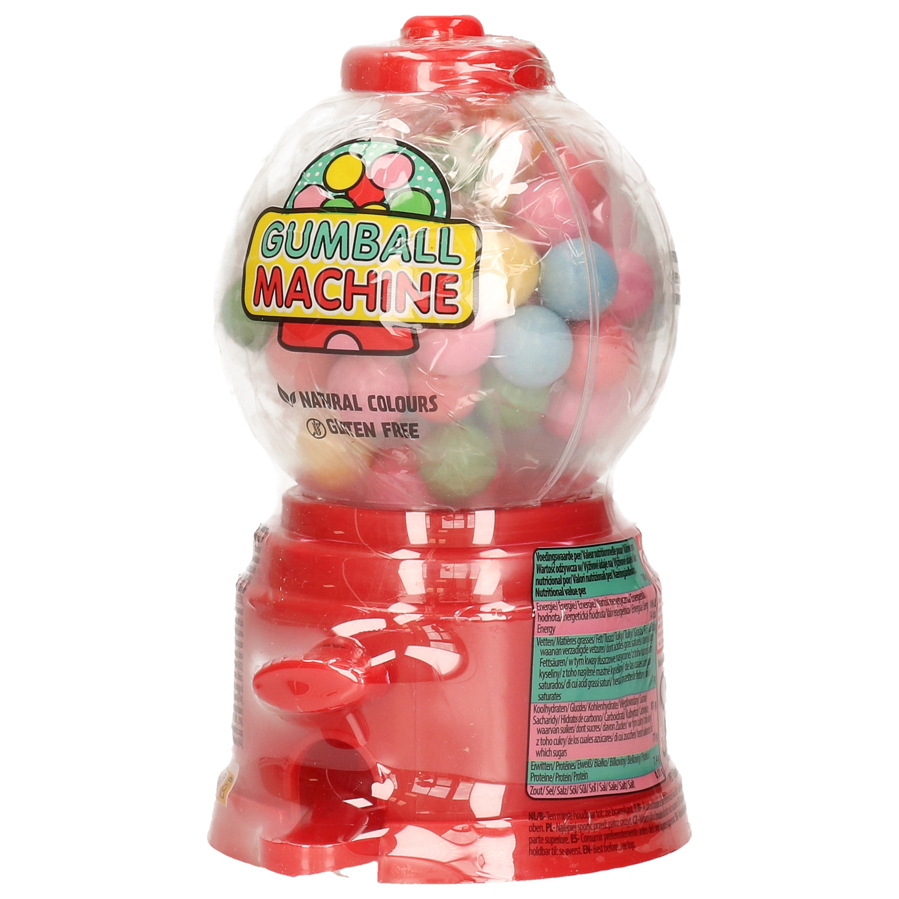 Kauwgomballen automaat-dispenser gevuld met kauwgomballen rood
