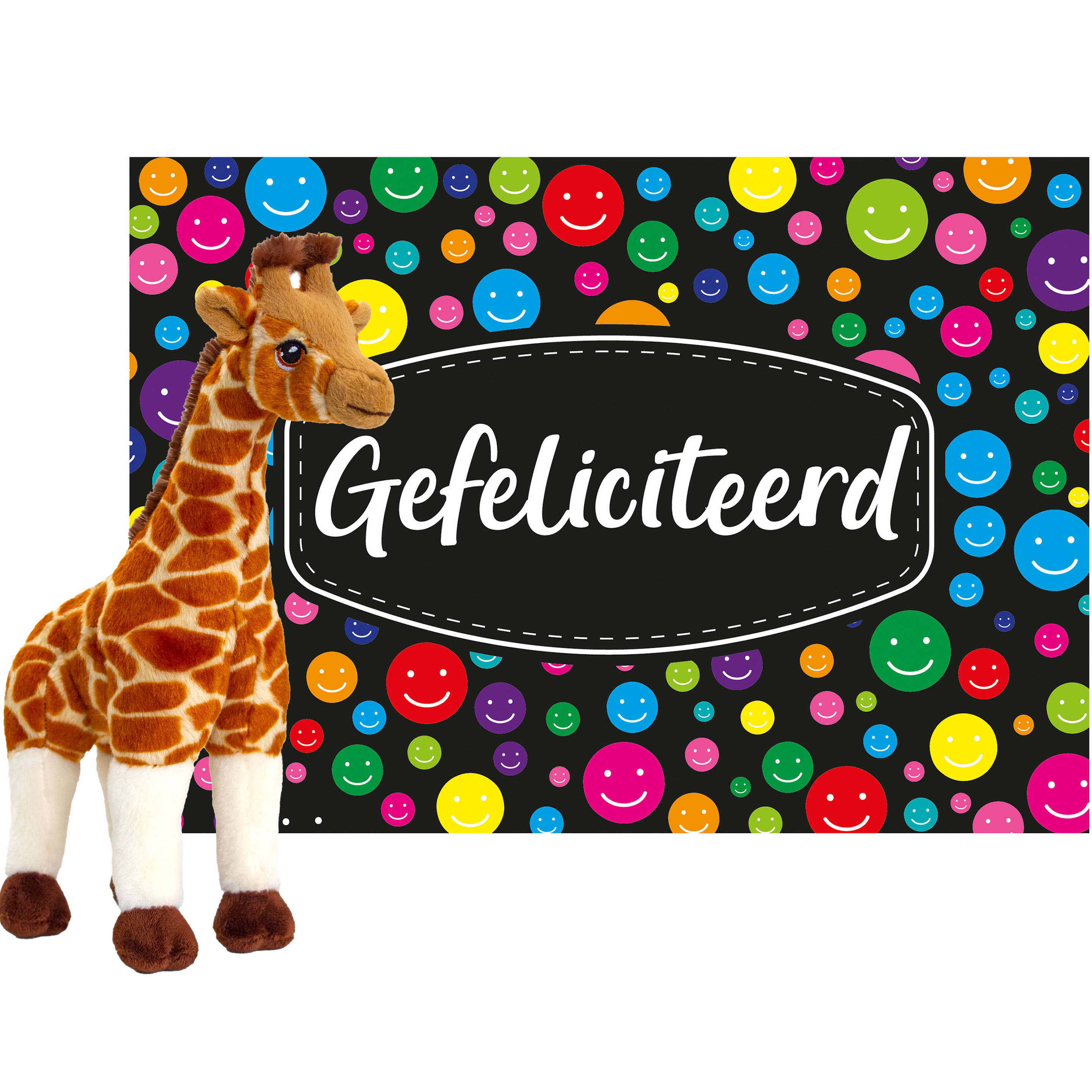 Keel toys Cadeaukaart Gefeliciteerd met knuffeldier giraffe 30 cm