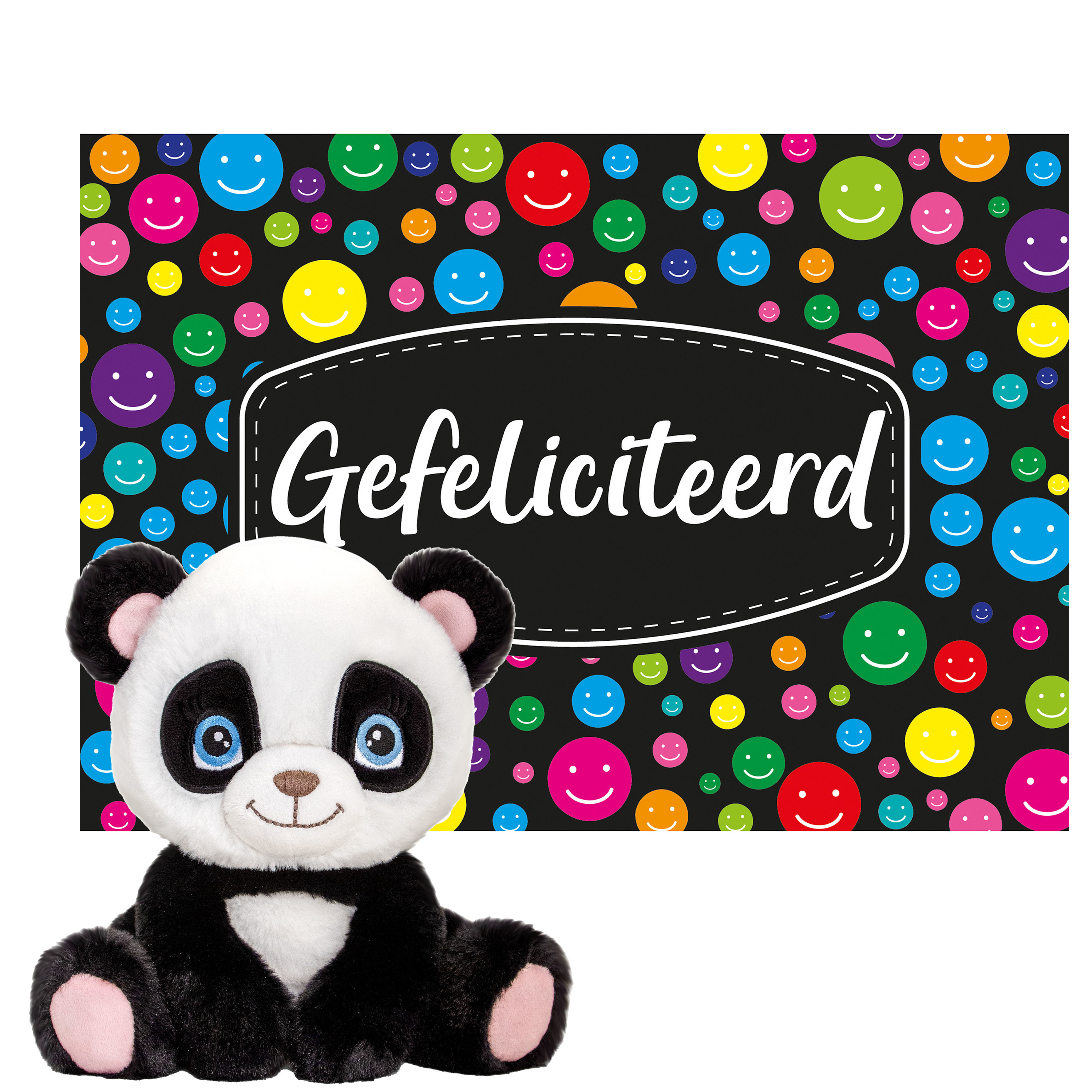 Keel toys Cadeaukaart Gefeliciteerd met knuffeldier panda beer 25 cm