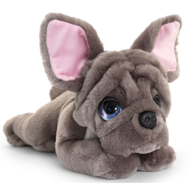 Praten tegen fusie wijs Keel Toys pluche grijze Franse bulldog honden knuffel 32 cm - Bulldog  knuffels - Bellatio warenhuis