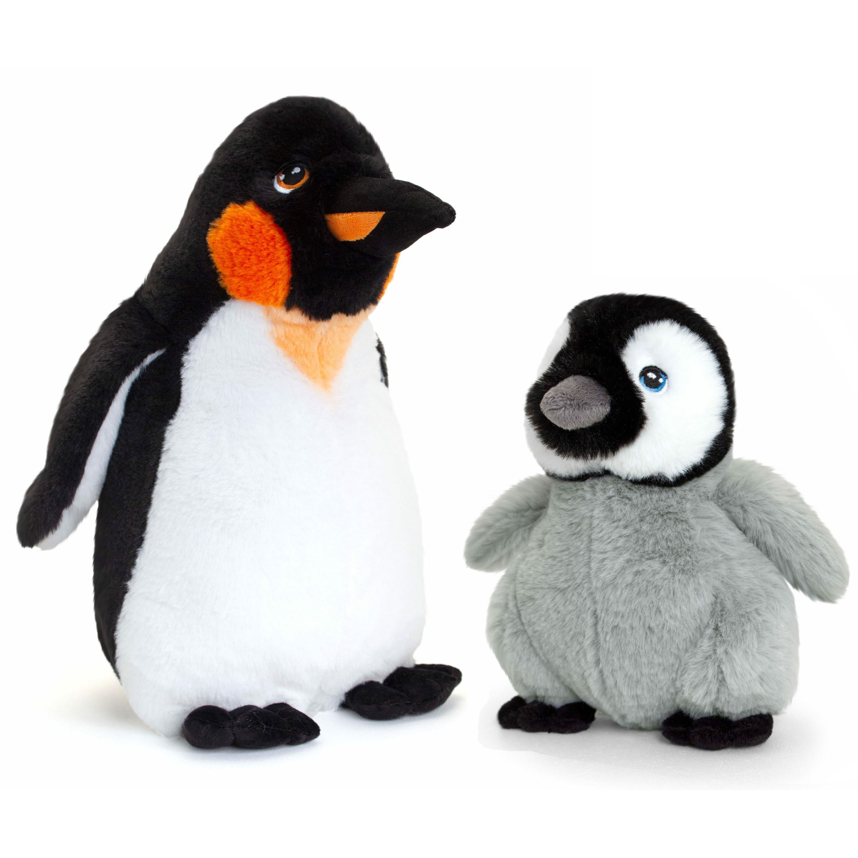 Merkloos Keel Toys pluche Keizer pinguin met jong knuffeldieren - wit/zwart - staand - 25/40 cm -