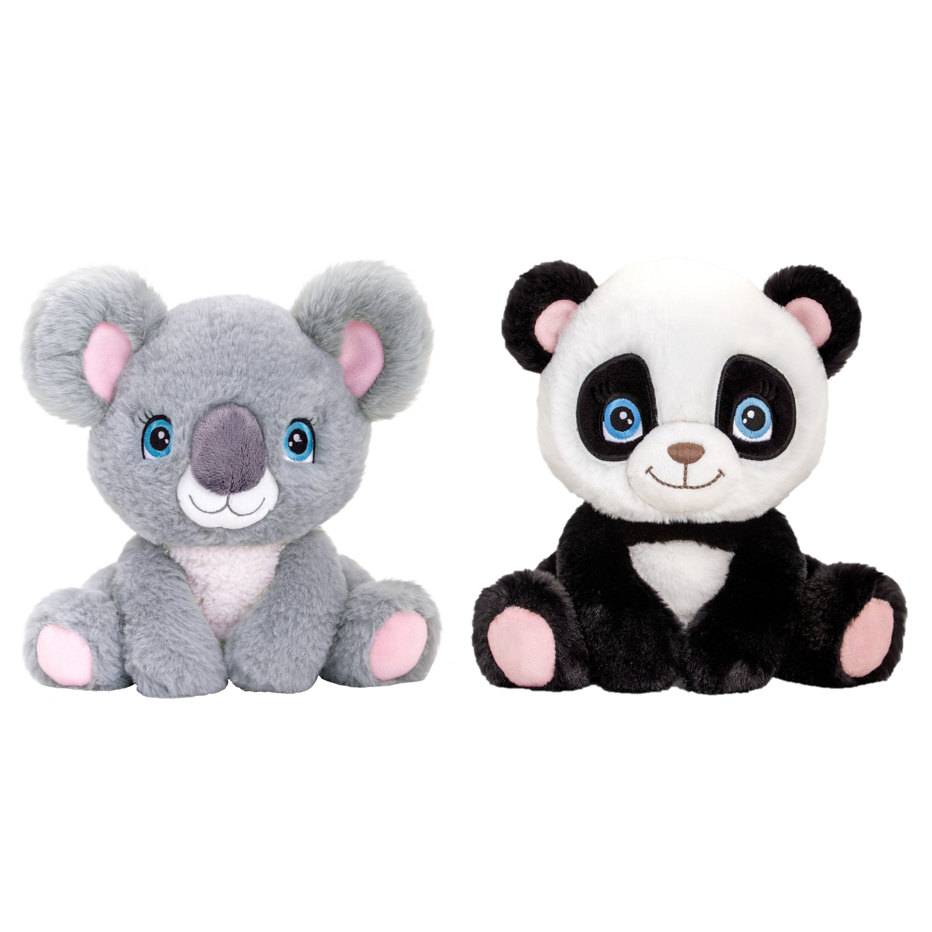 Keel Toys Pluche knuffel dieren bosvriendjes set koala en panda 25 cm