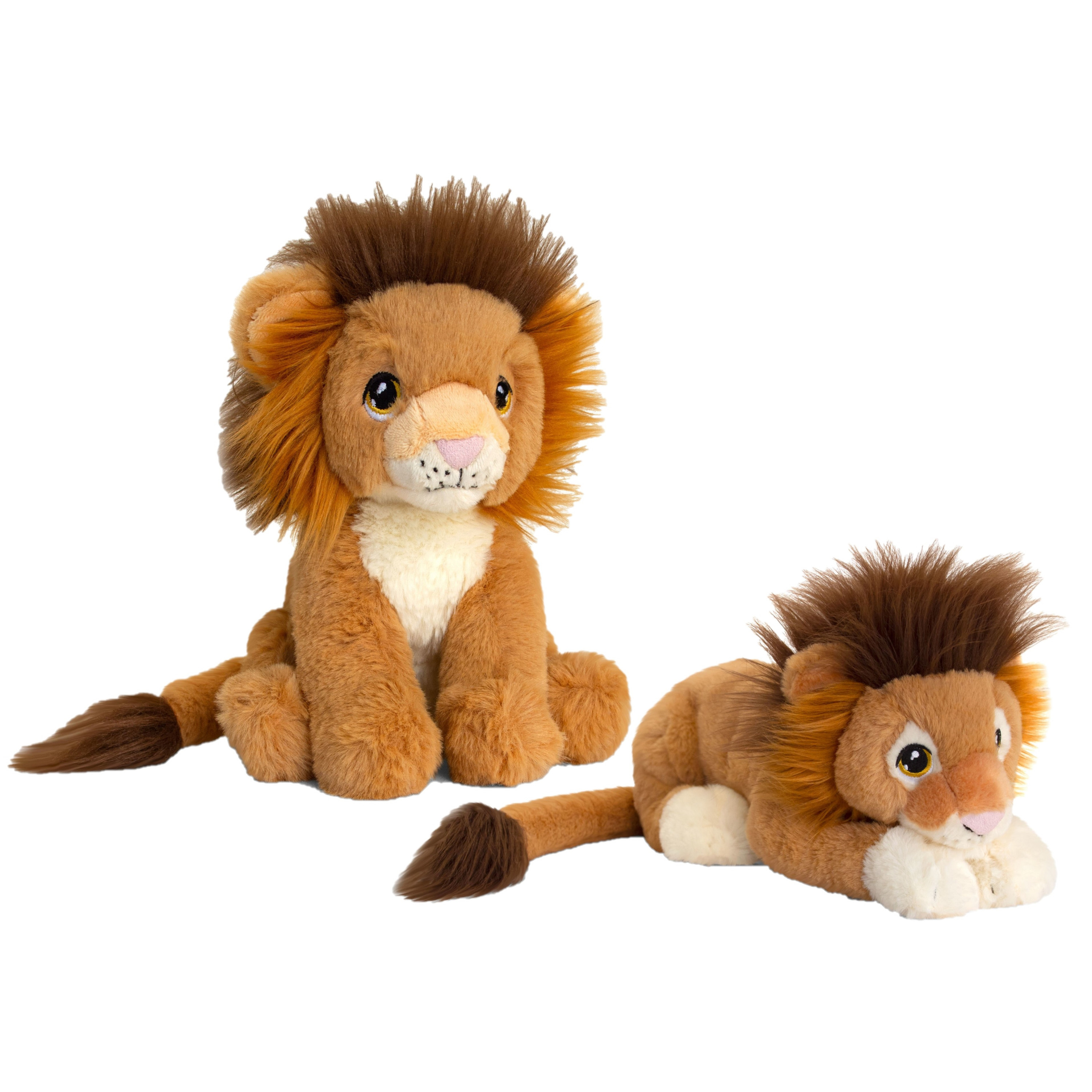 Keel Toys Pluche knuffel dieren set 2x leeuwen 18 en 25 cm