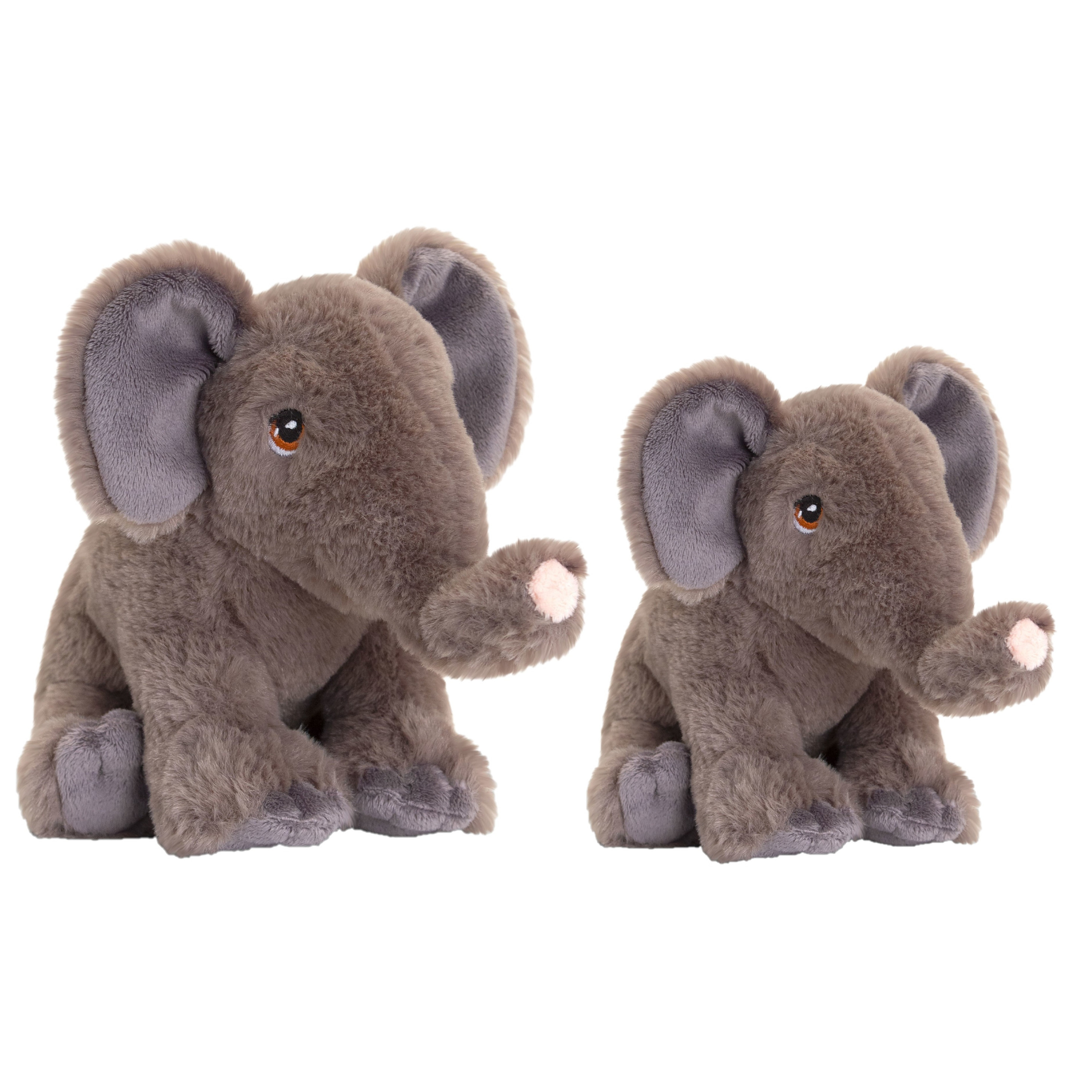 Keel Toys Pluche knuffel dieren set 2x olifanten 25 en 35 cm