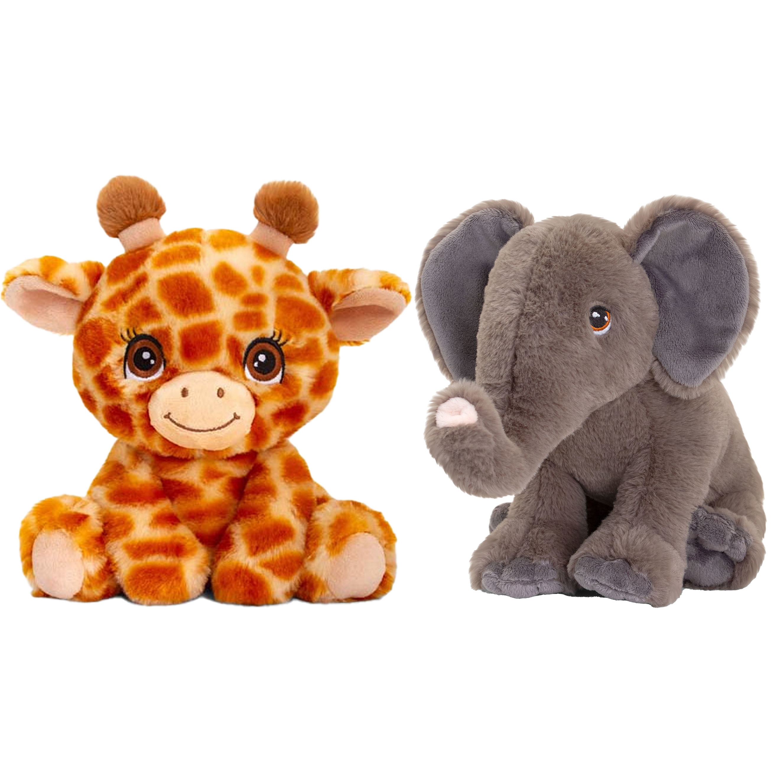 Keel Toys Pluche knuffel dieren vriendjes set giraffe en olifant 25 cm